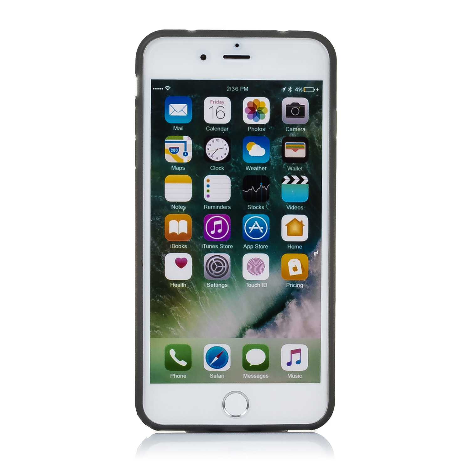 iPhone bianco con icone delle app sullo schermo. L'ora è 14:36.