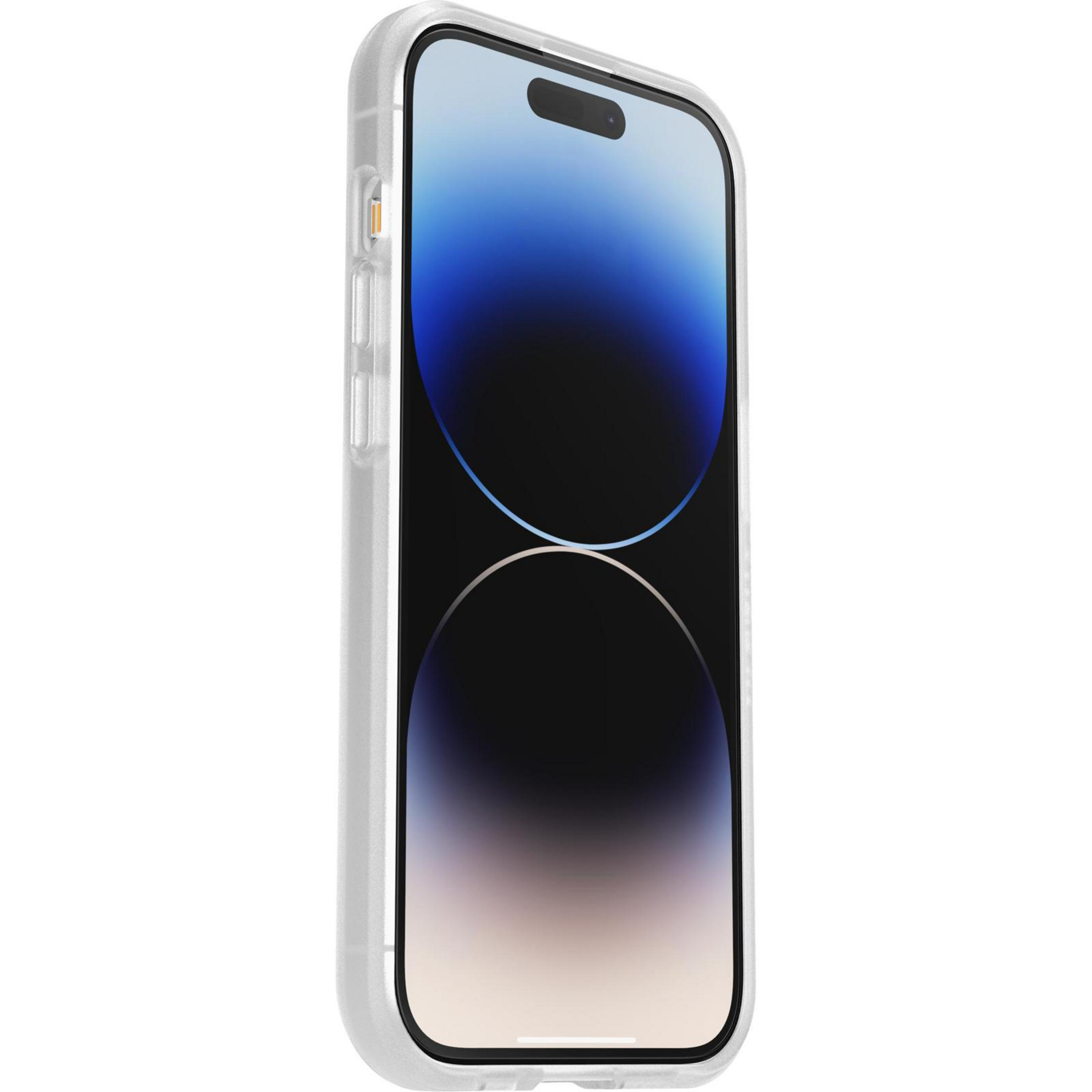 Telefon in einer transparenten Hülle. Der Hintergrund ist weiß.