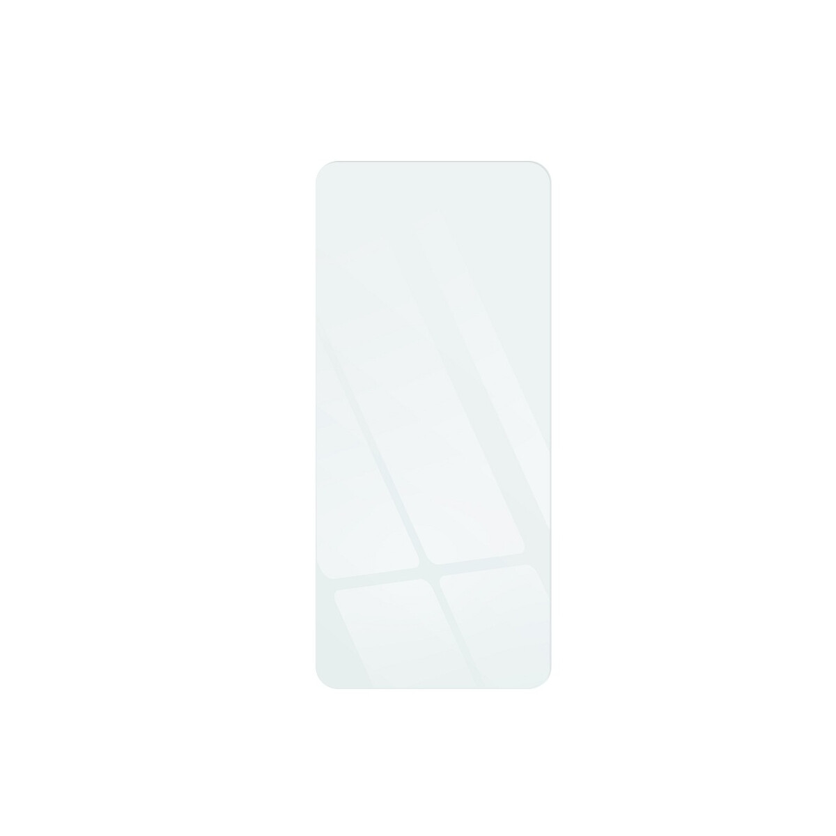 Ein transparenter Displayschutz mit abgerundeten Kanten, vor weißem Hintergrund.