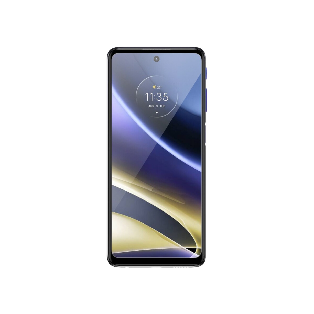 Ein schwarzes Smartphone mit farbenfrohem Display. Die Uhrzeit ist 11:35 Uhr.