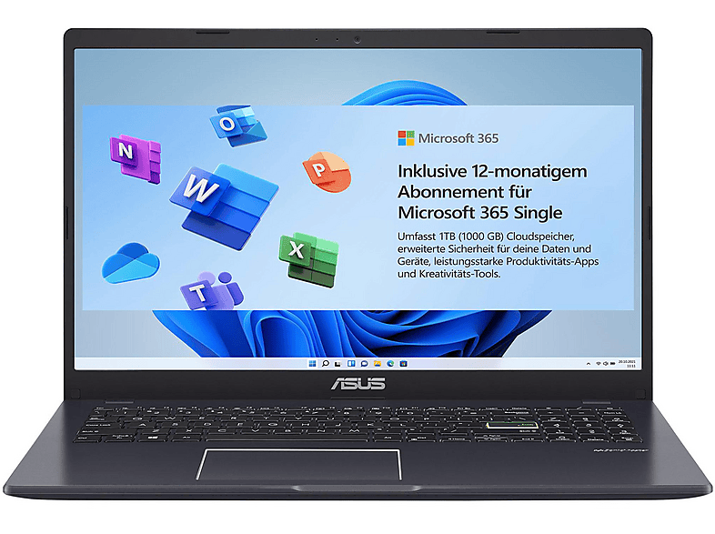 ASUS E510KA-EJ225WS N4500/4/128, Notebook, mit 15,6 Zoll Display, Intel® Celeron®,N4500 Prozessor, 4 GB RAM, 128 GB eMMC, Intel® HD Graphics, Star Black, Windows 11 Home S-Modus