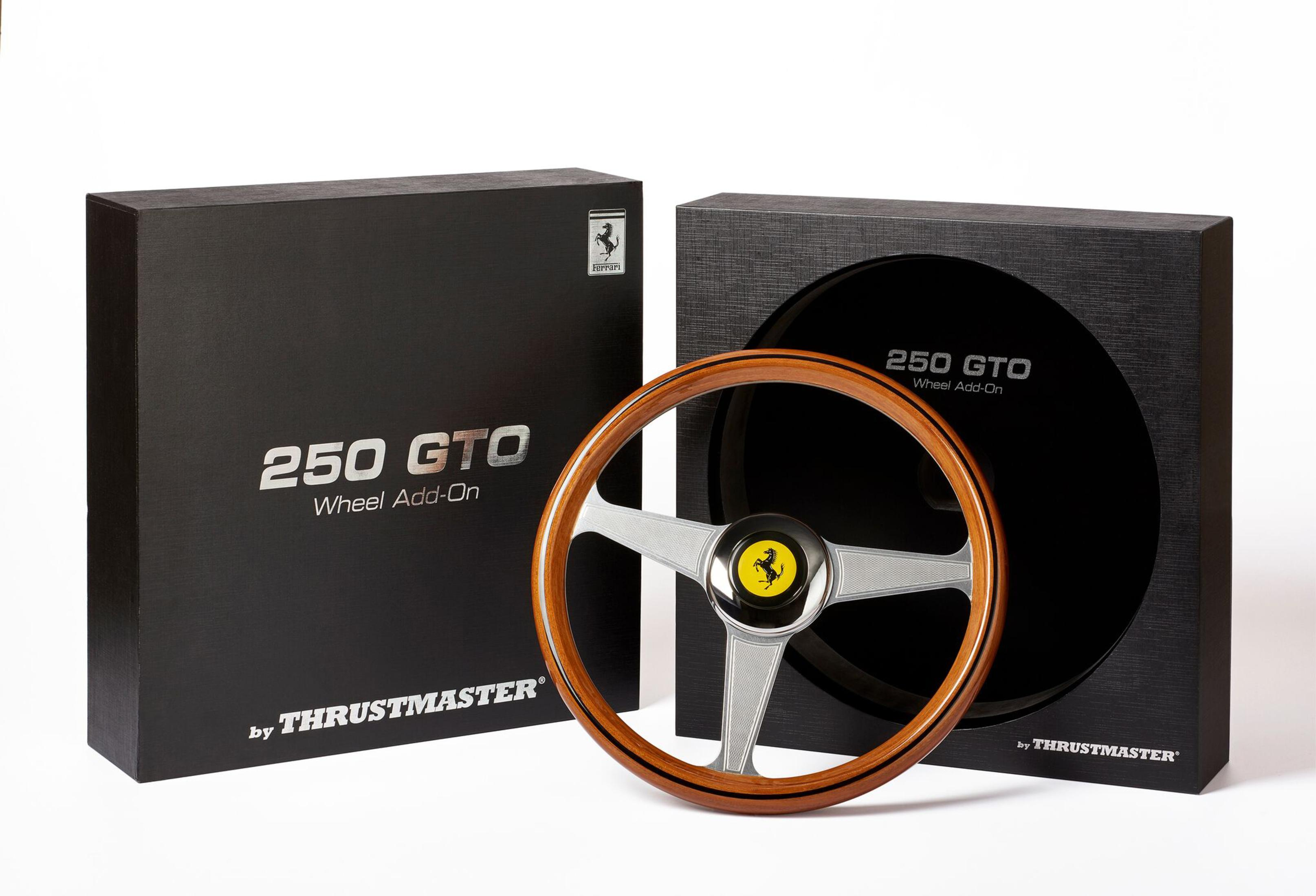 Ferrari 250 GTO wiel add-on van Thrustmaster, in zwarte doos, houten wiel.