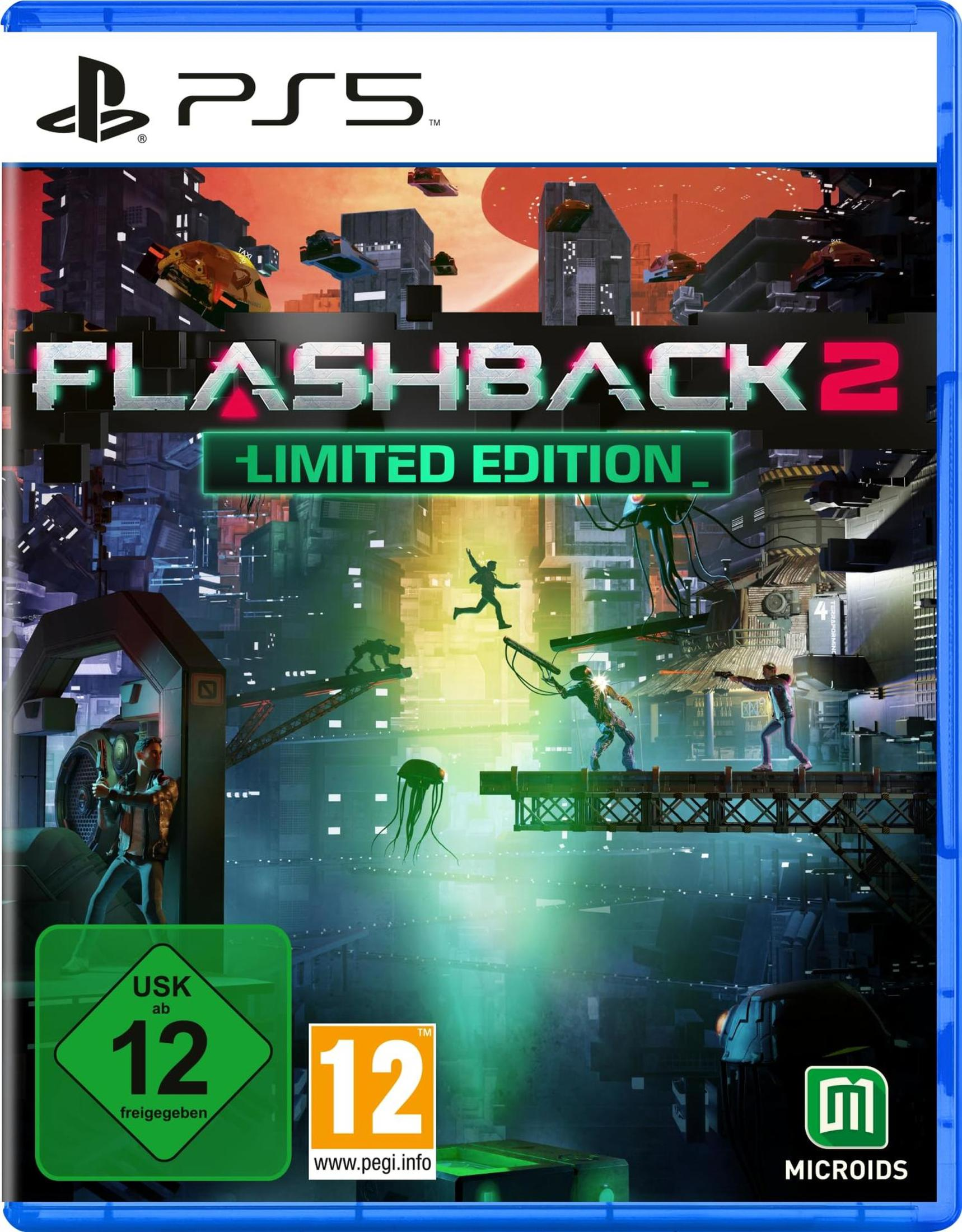 Scatola di gioco: Flashback 2, scena fantascientifica con personaggi e città futuristica.