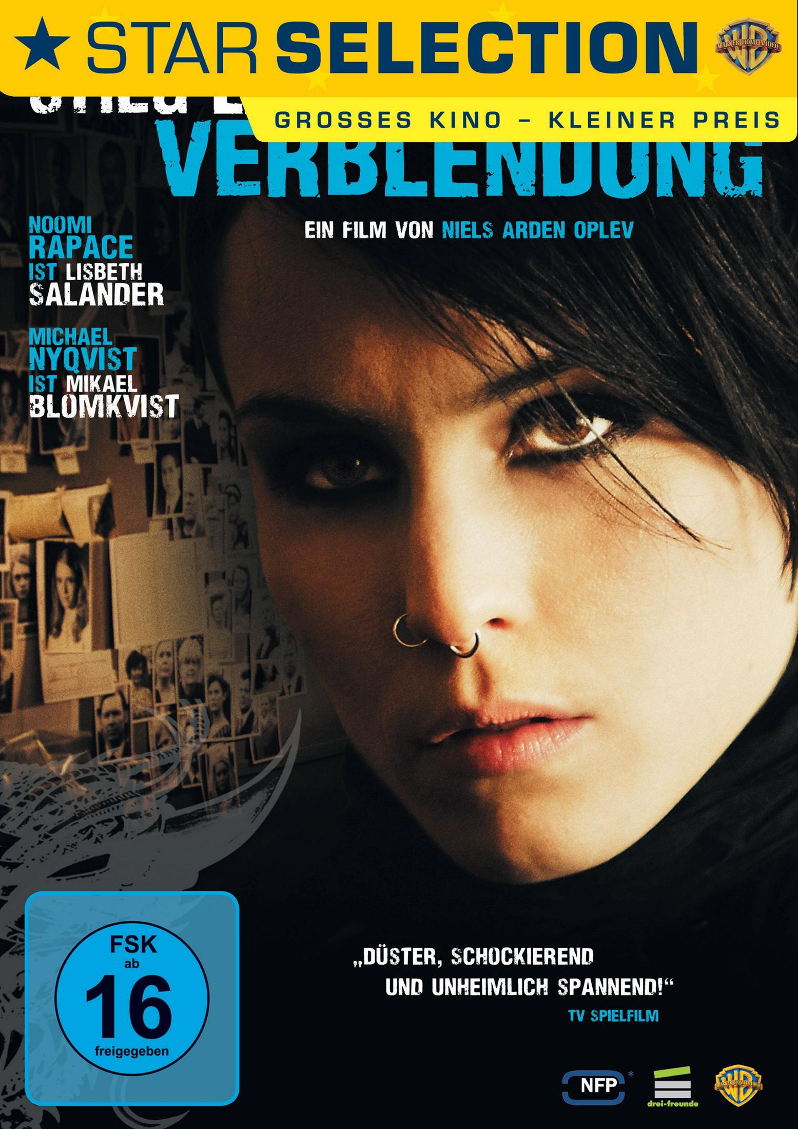 Filmcover von Verblendung. Eine Frau mit dunklem Make-up und Nasenring ist im Bild.