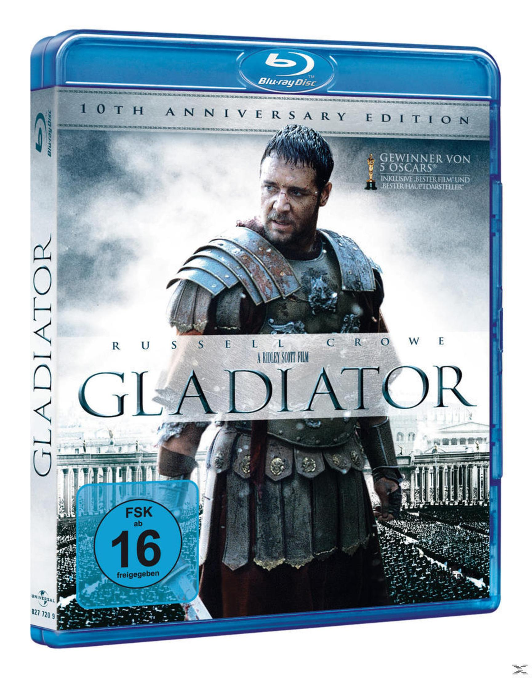 Gladiator Blu-ray-Hülle. Mit Russell Crowe. Blaue Hülle mit Filmcover.