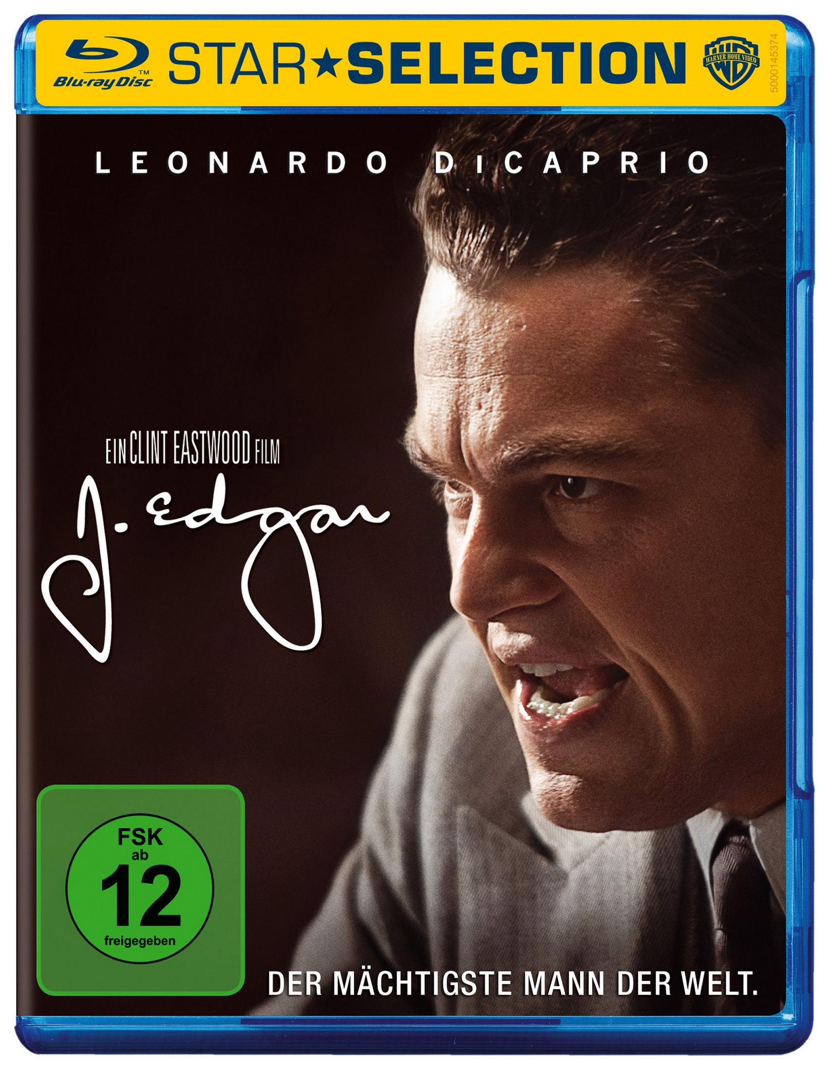 Blu-ray-Disc-Cover des Films J. Edgar mit Leonardo DiCaprio.