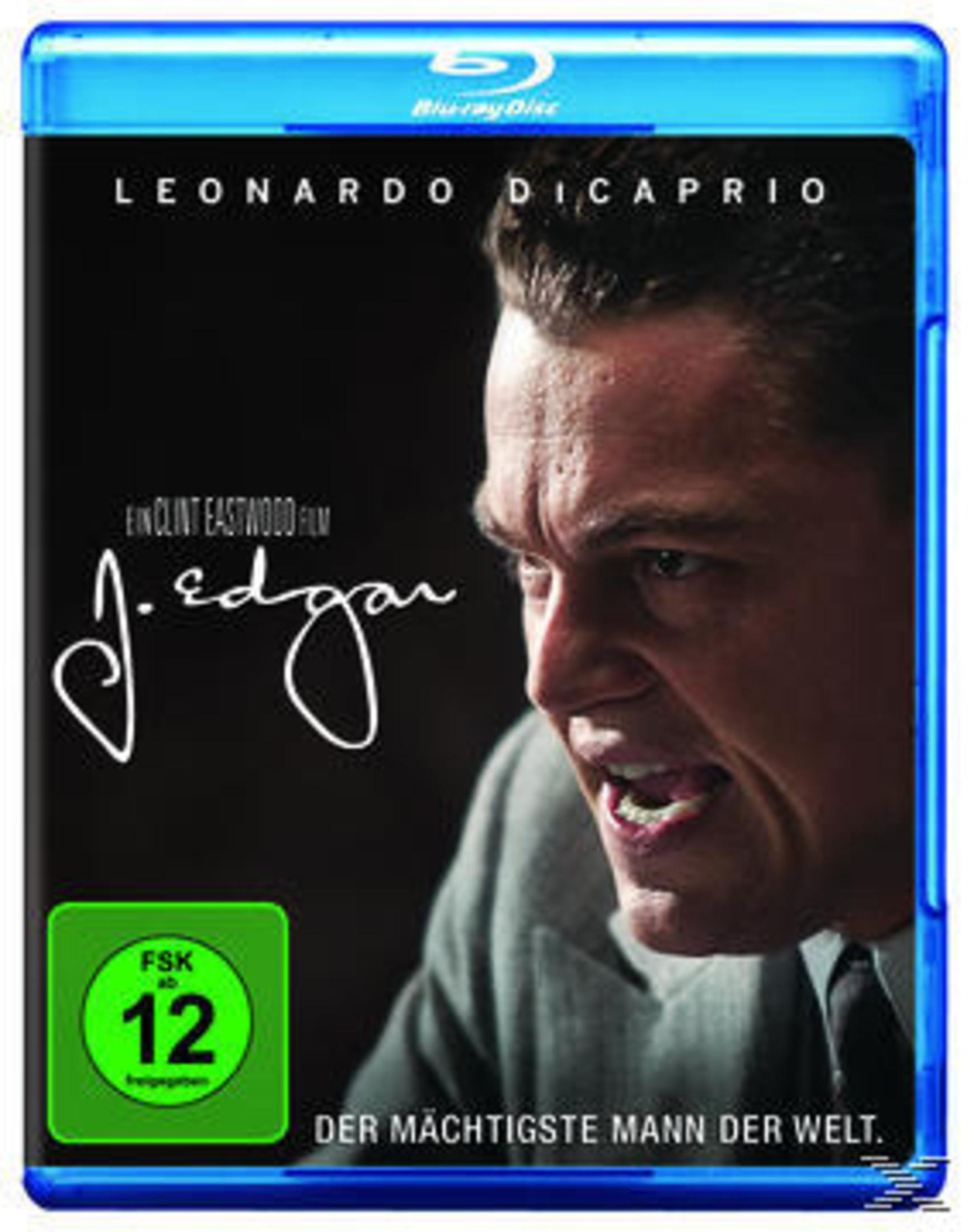 DVD-Cover für den Film 'J. Edgar' mit Leonardo DiCaprio. Das Cover zeigt eine Nahaufnahme von DiCaprio.