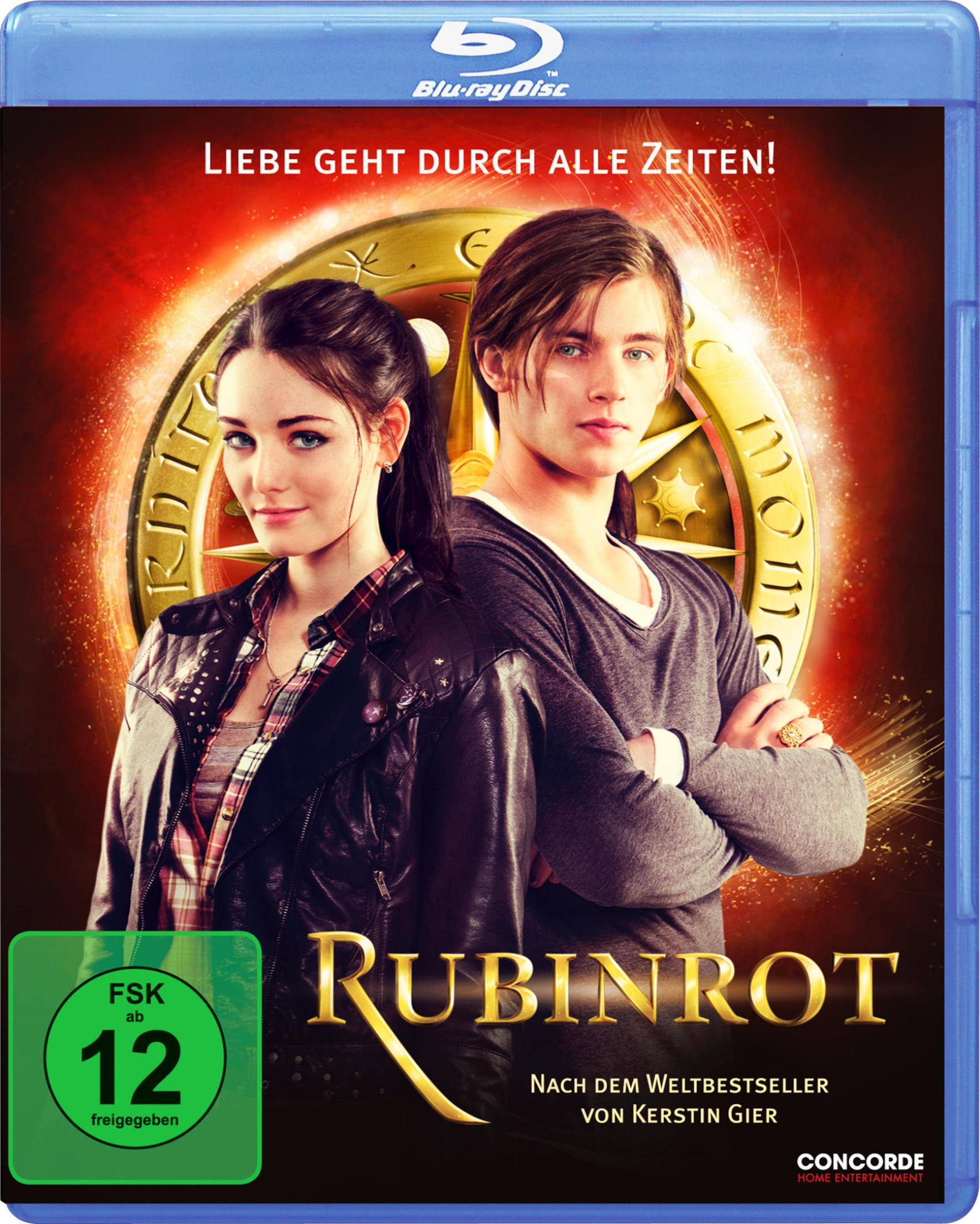 DVD-Cover mit zwei Personen und Text auf Deutsch. Der Titel lautet Rubinrot.