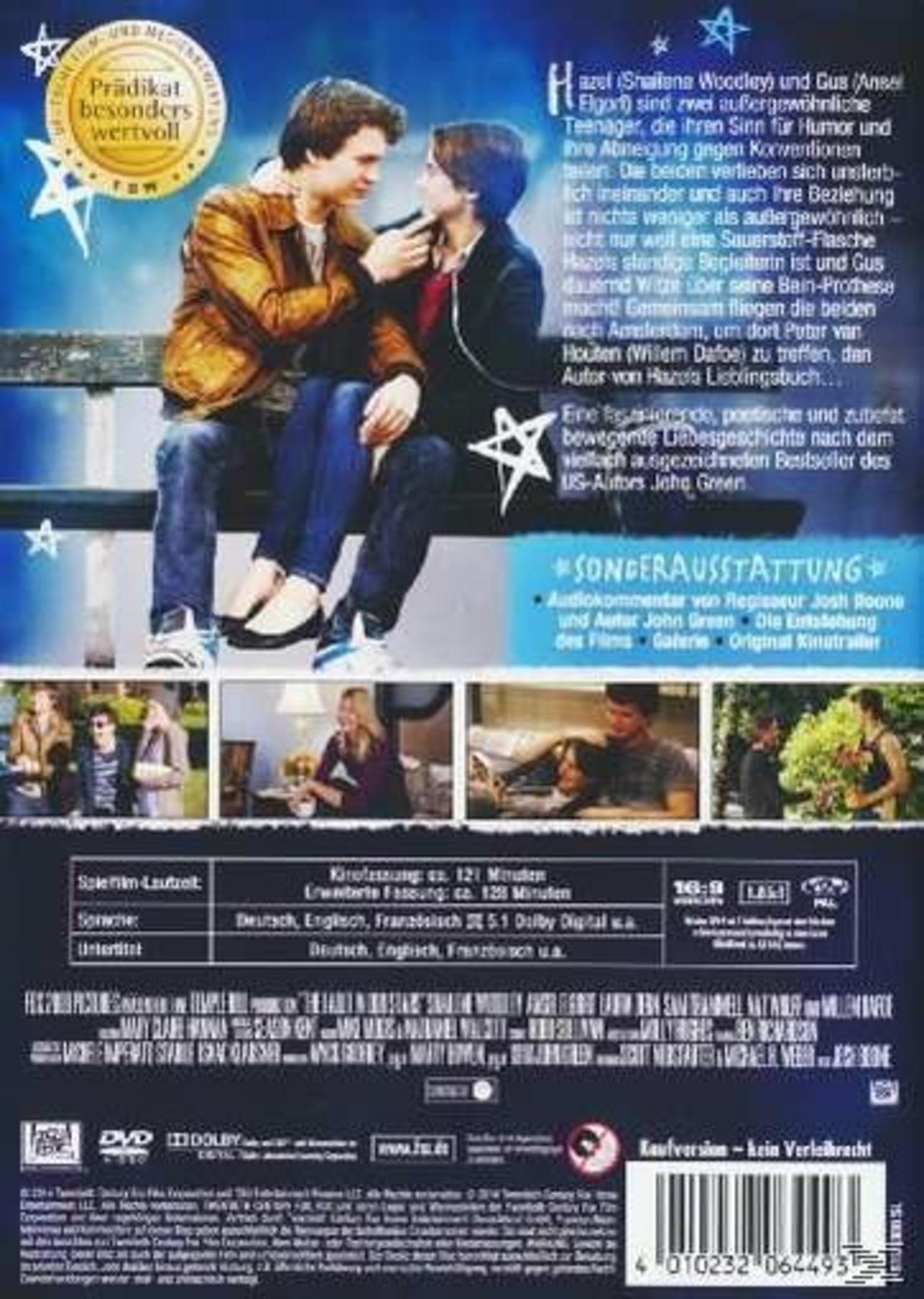DVD-Hülle des Films Das Schicksal ist ein mieser Verräter mit zwei Jugendlichen auf einer Parkbank.