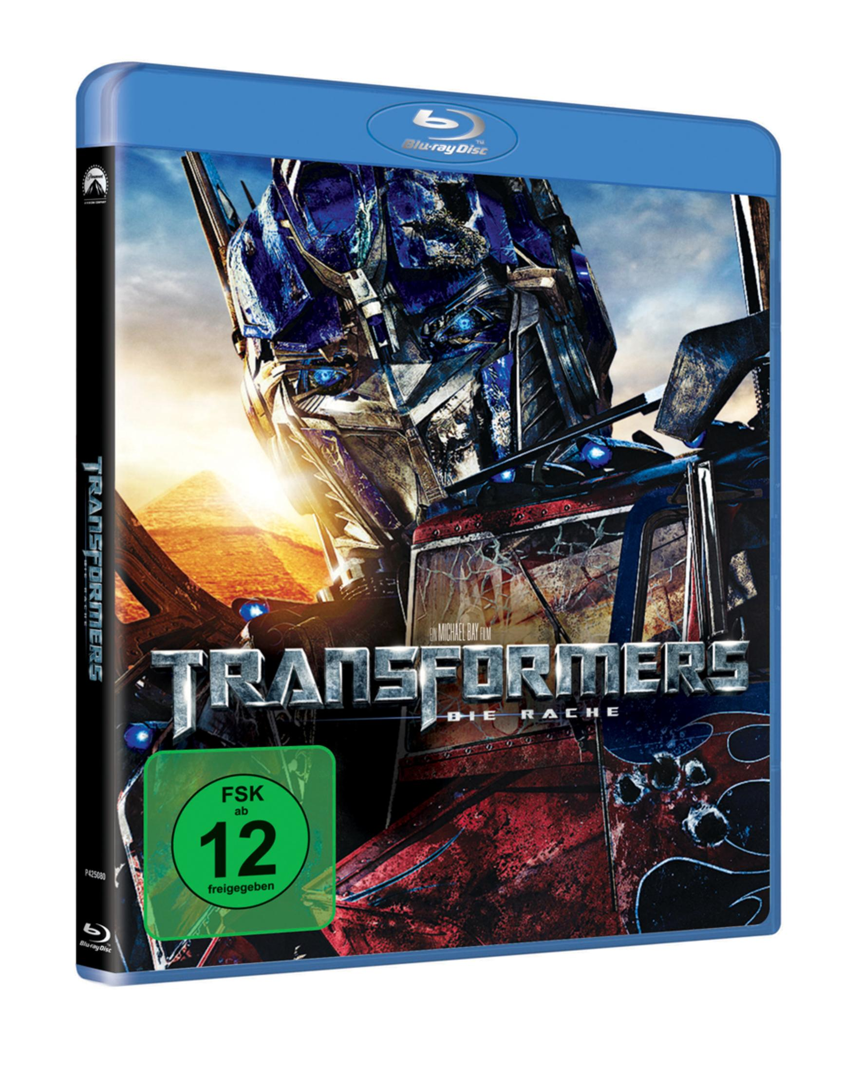 Transformers Film Blu-ray-Cover. Robotergesicht mit Text. Blaue Hülle.
