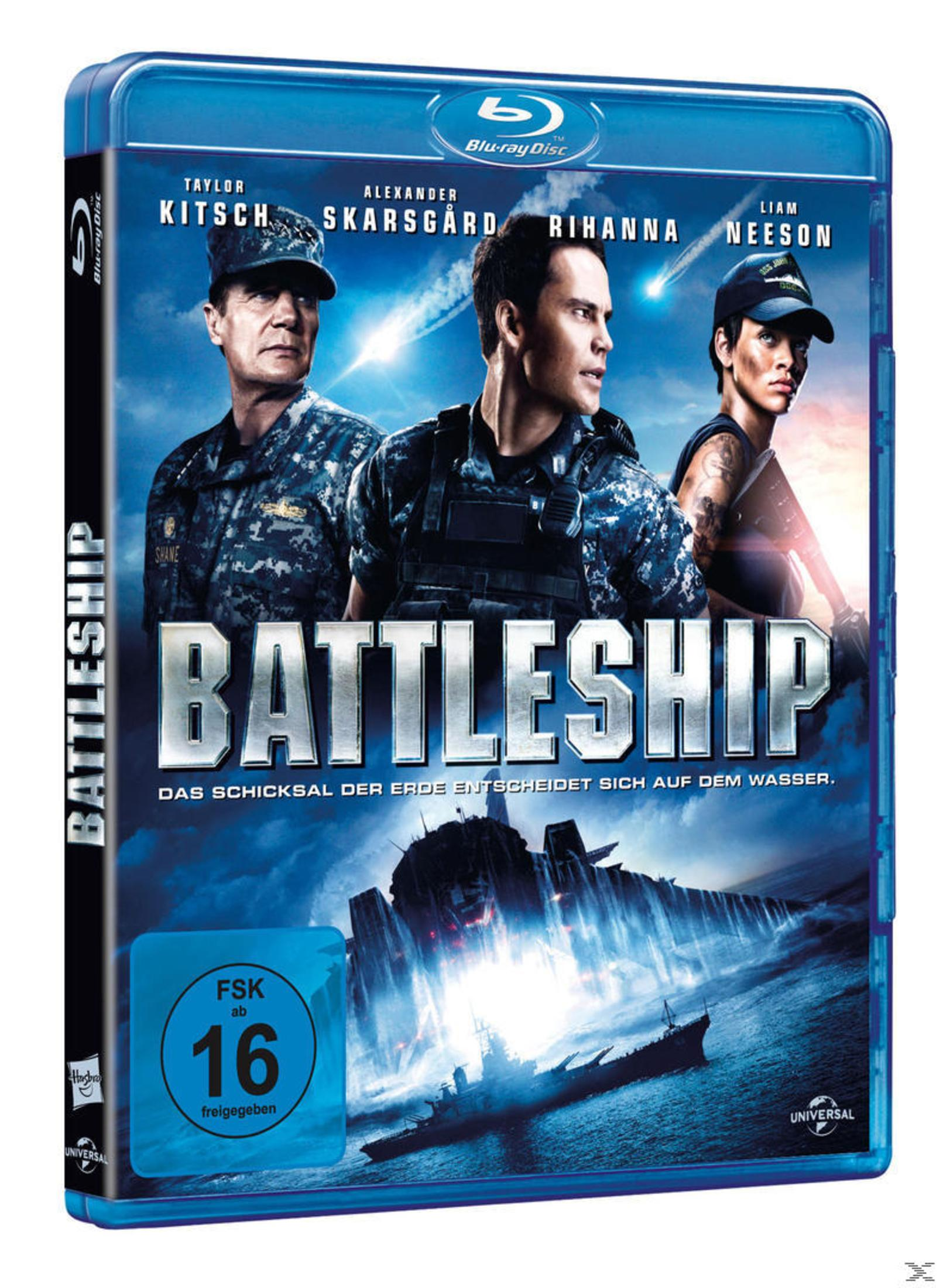 Blu-ray-Hülle des Films Battleship mit Taylor Kitsch, Alexander Skarsgård und Rihanna.