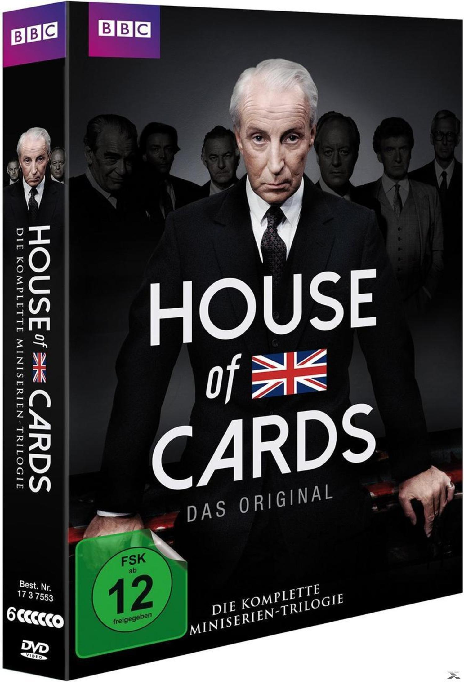DVD-Cover von House of Cards: Das Original, mit Ian Richardson im Vordergrund und weiteren Charakteren im Hintergrund.