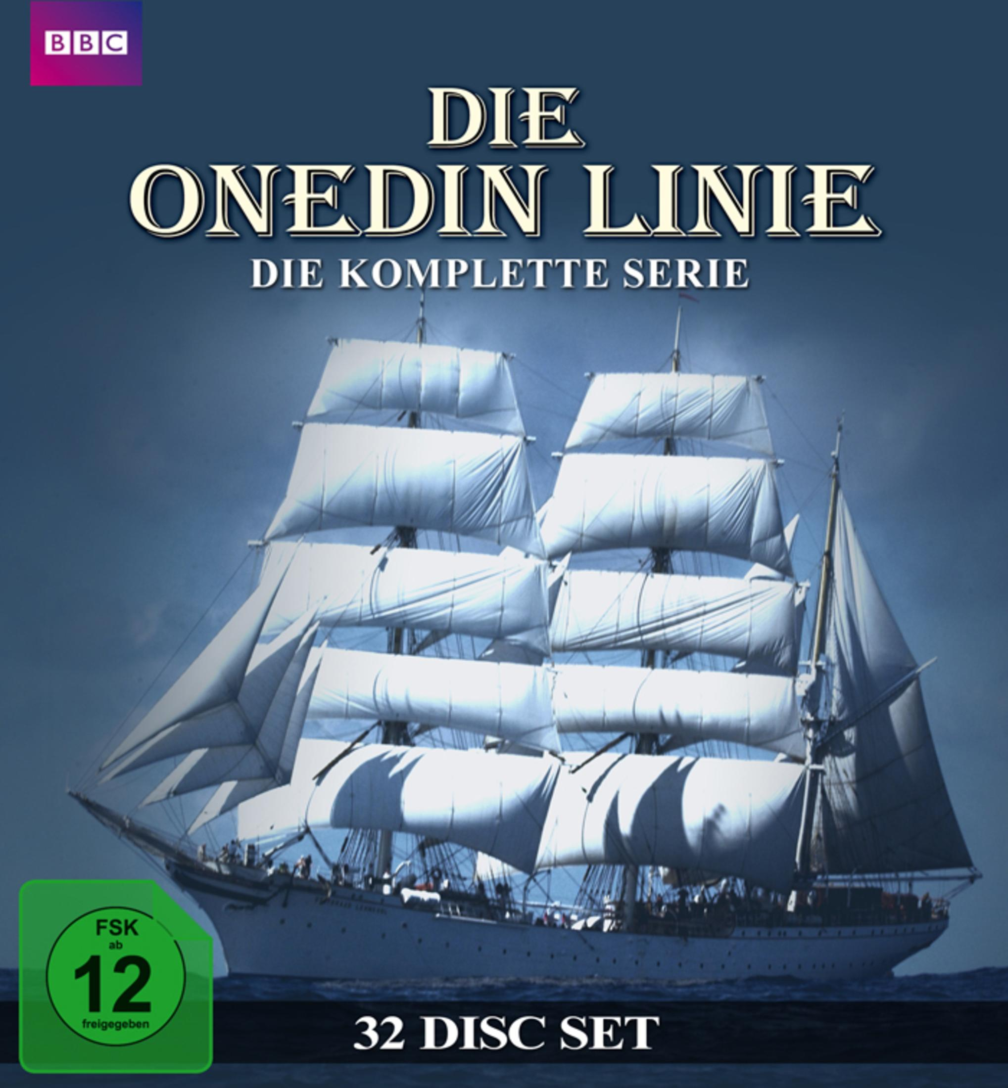 Una nave a vela con molte vele bianche sul mare. Sigillo FSK 12.