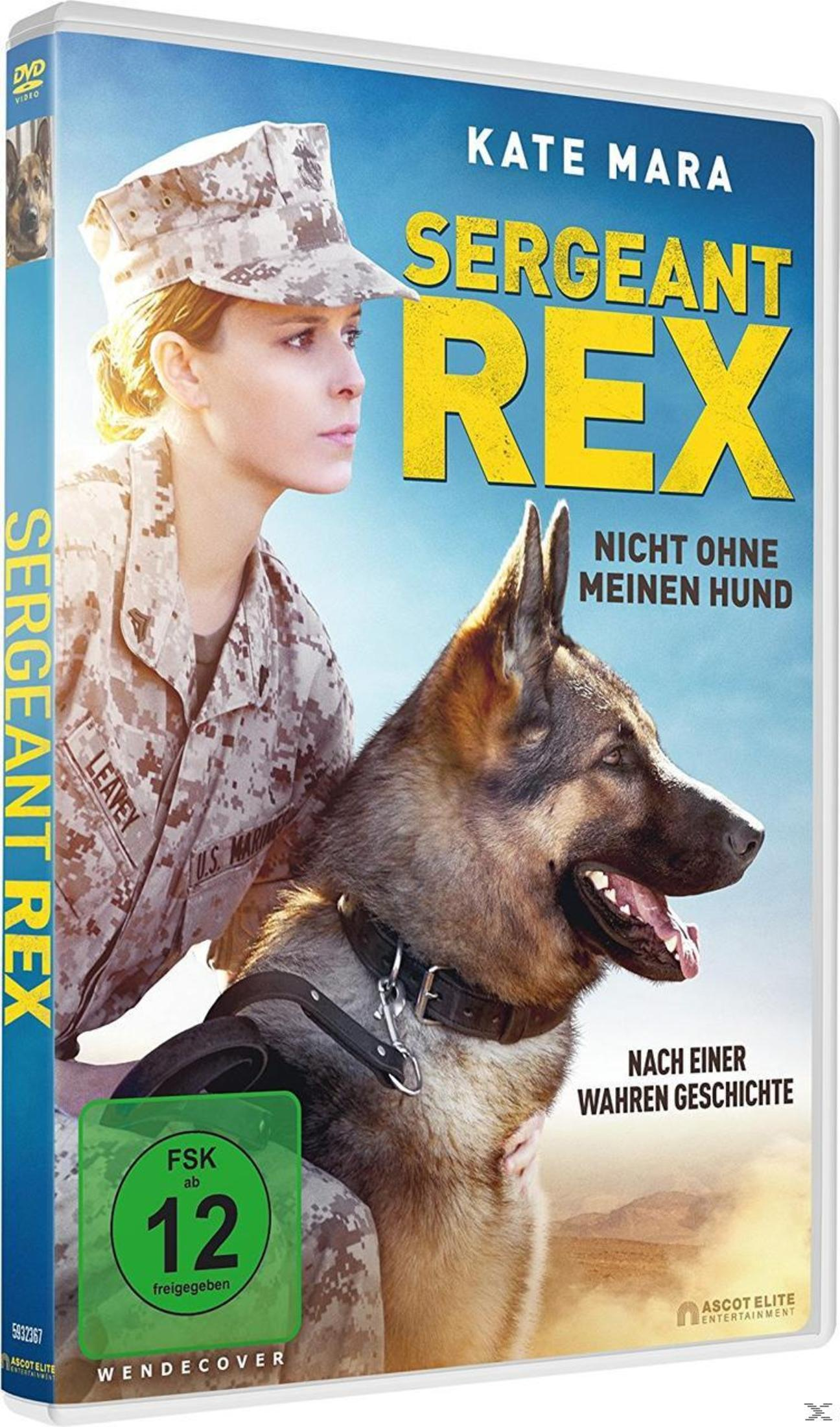 DVD-Cover des Films Sergeant Rex mit Kate Mara in Uniform und einem Deutschen Schäferhund.