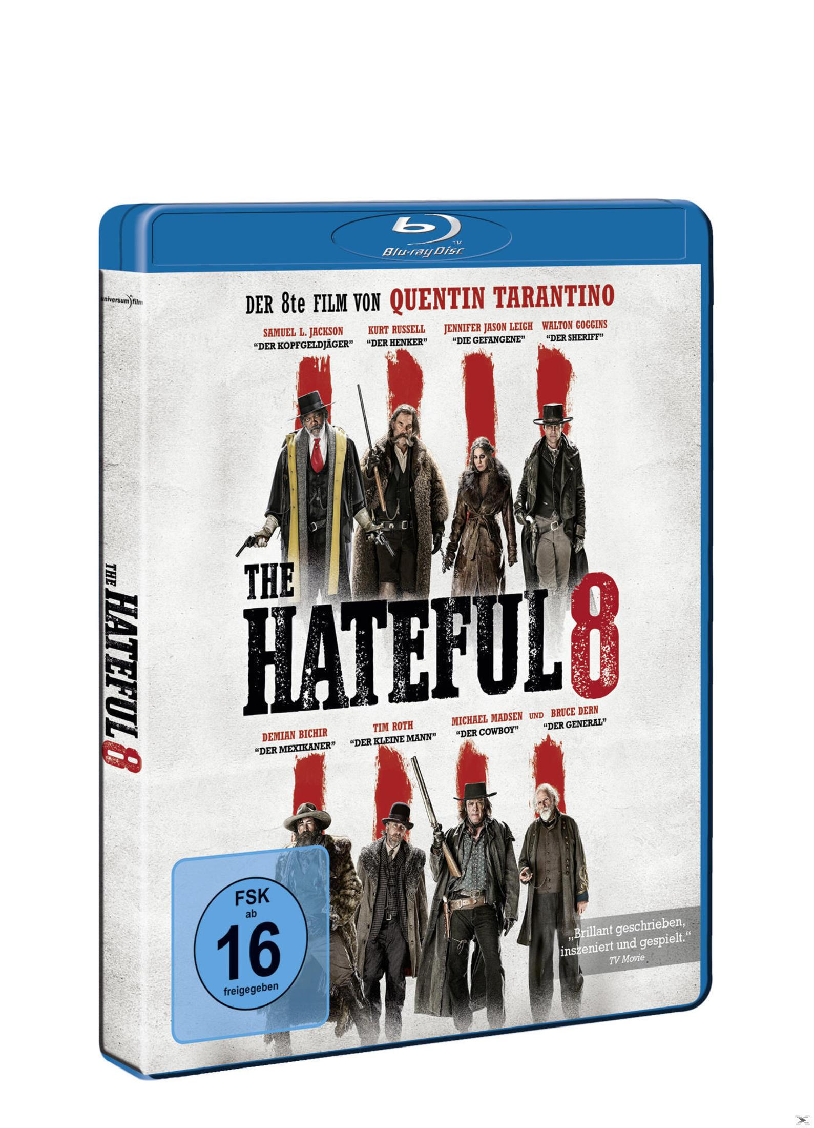 Blu-ray-Cover von The Hateful Eight mit acht Charakteren in Western-Kleidung.