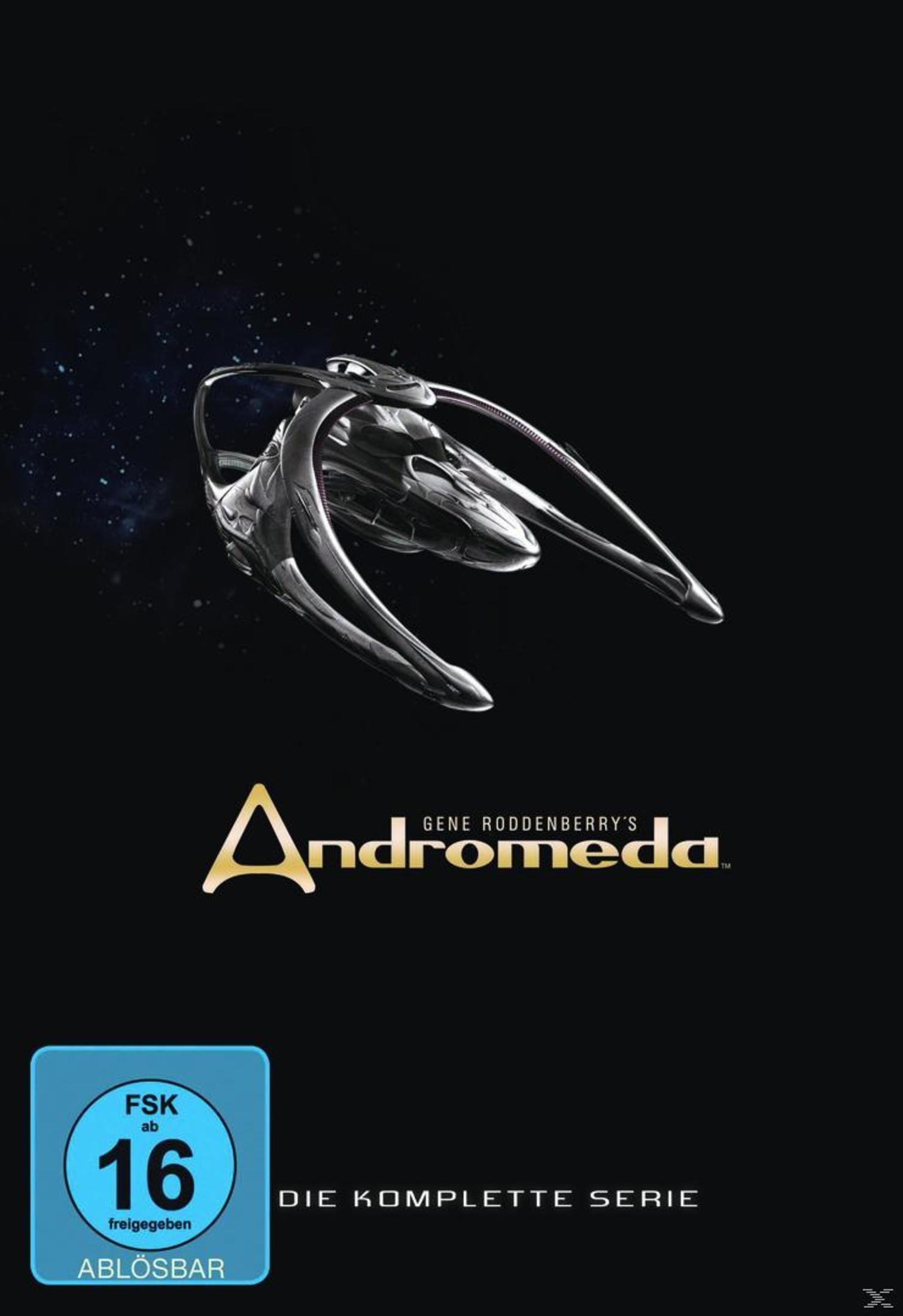 Das Cover zeigt das Andromeda-Raumschiff vor einem dunklen Hintergrund und ein FSK-16-Logo.