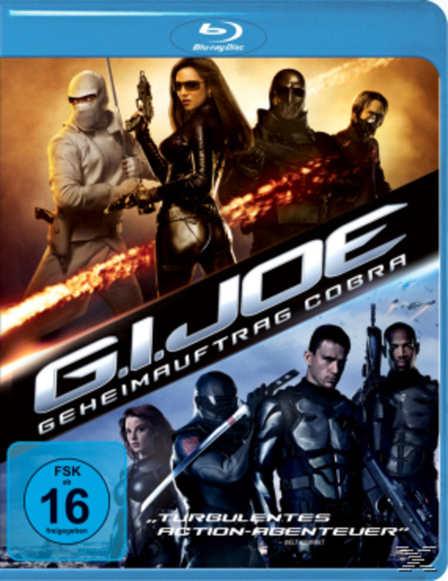Ein Blu-ray-Disc-Cover mit Text: G.I. Joe: The Rise of Cobra, mit Actionfilm-Charakteren.
