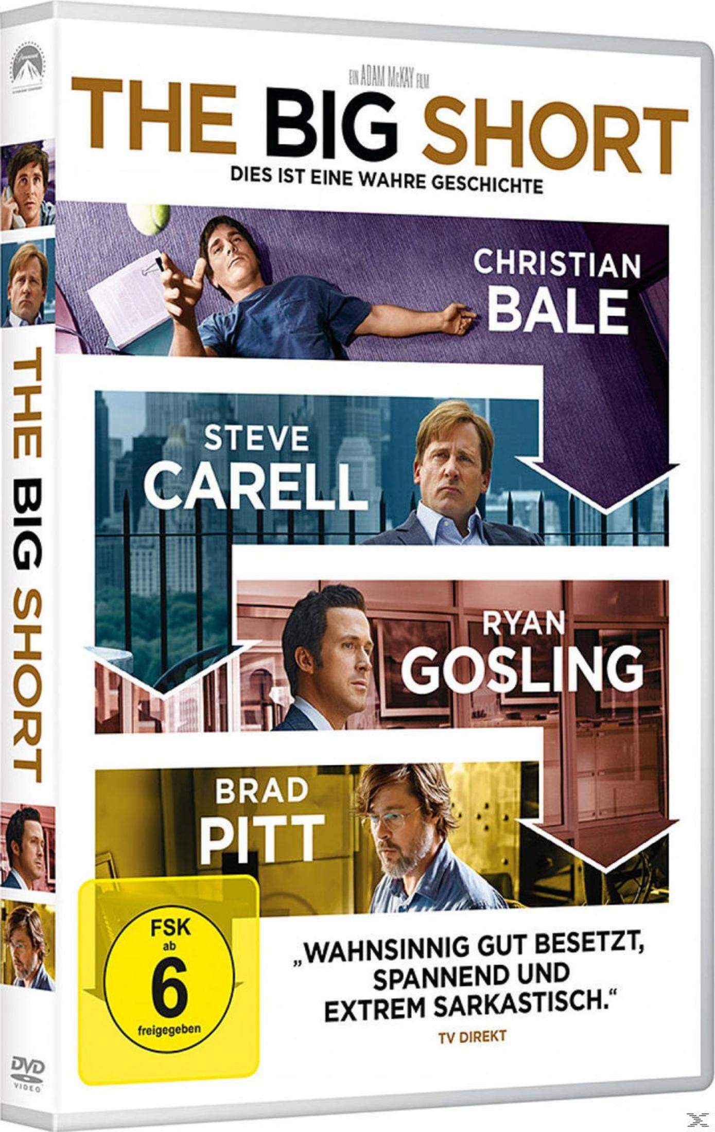 DVD-Hülle von The Big Short mit Christian Bale, Steve Carell, Ryan Gosling und Brad Pitt.