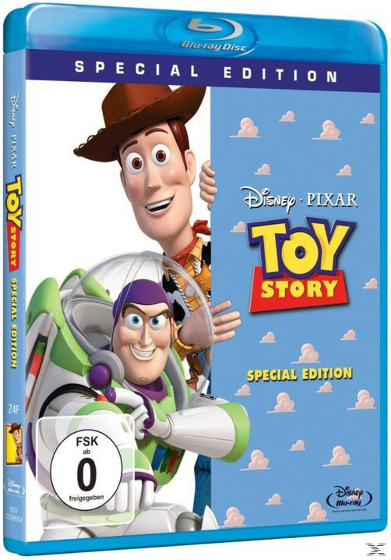 Toy Story Special Edition Blu-ray-Box. Mit Woody und Buzz Lightyear vor blauem Himmel.