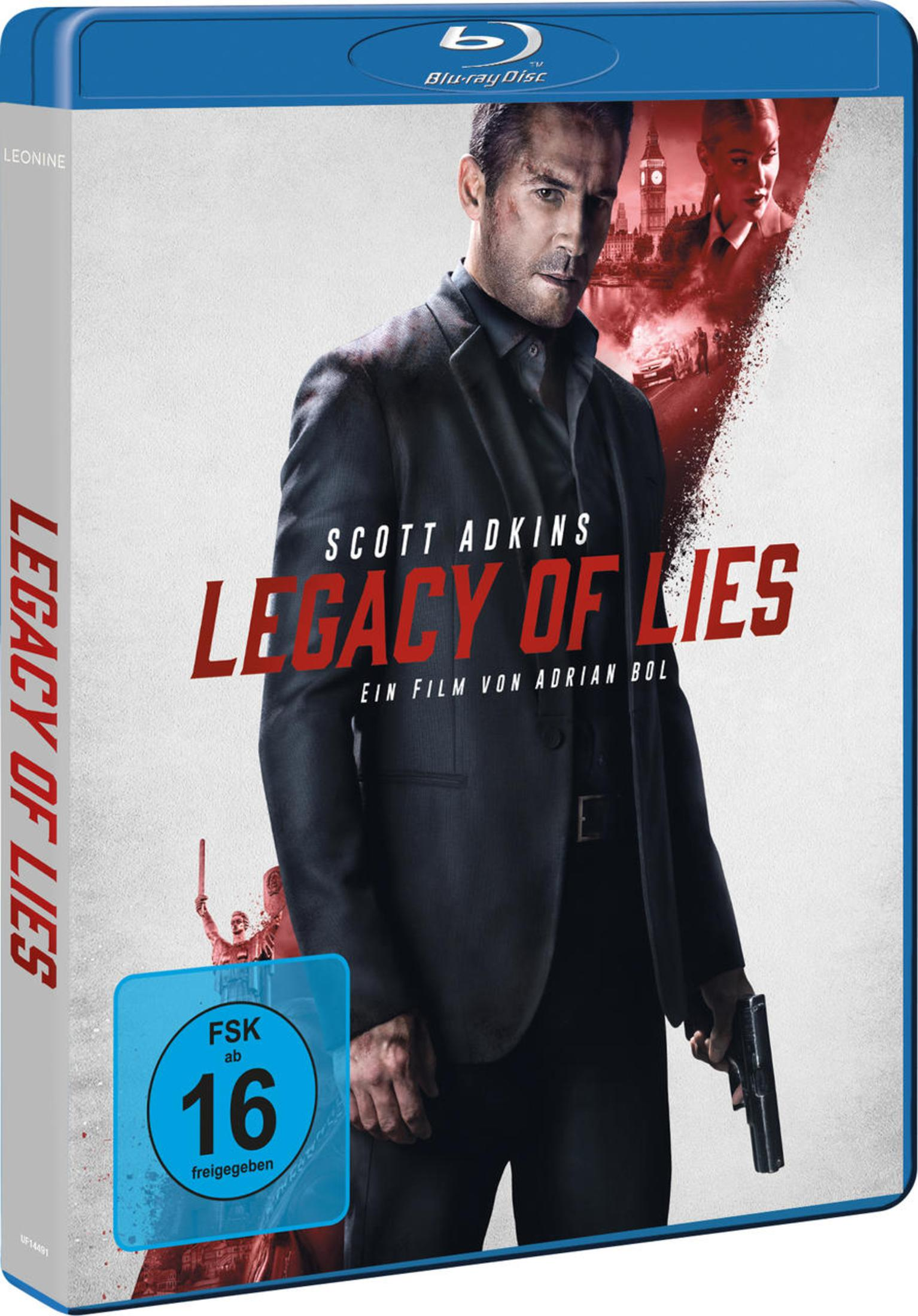 Filmcover: Scott Adkins im Anzug, Titel 'Legacy of Lies'.