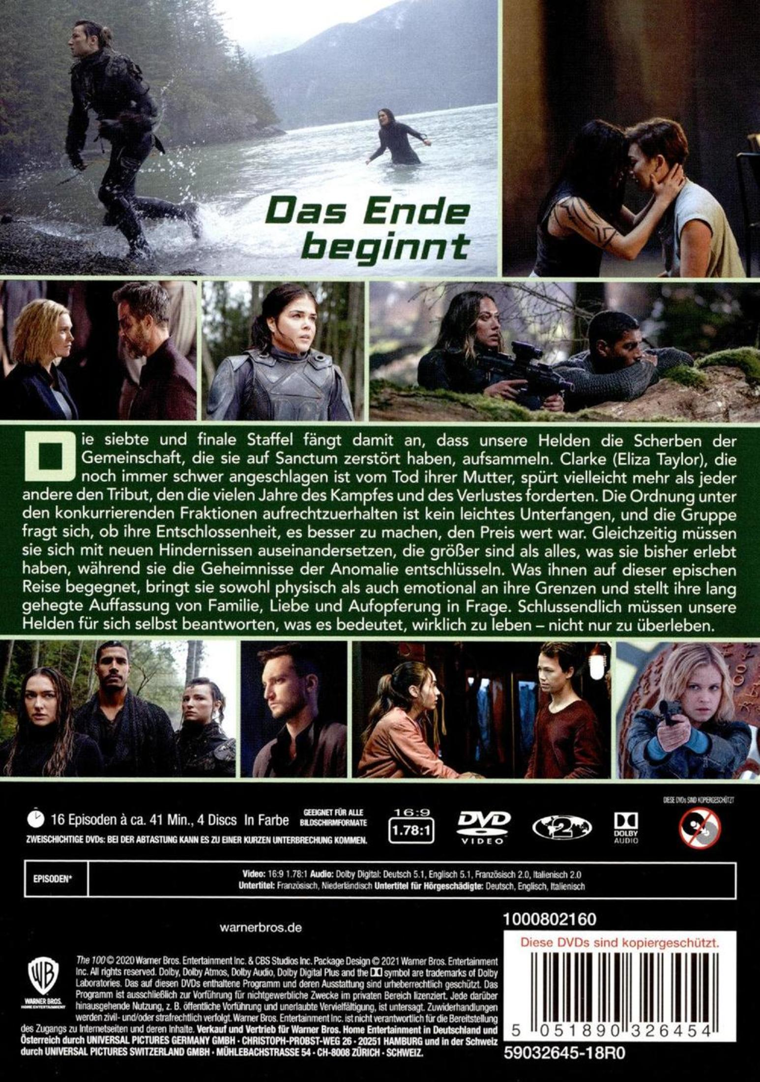 Rückseite einer DVD-Hülle mit Szenenbildern, Text und technischen Angaben zur Serie.