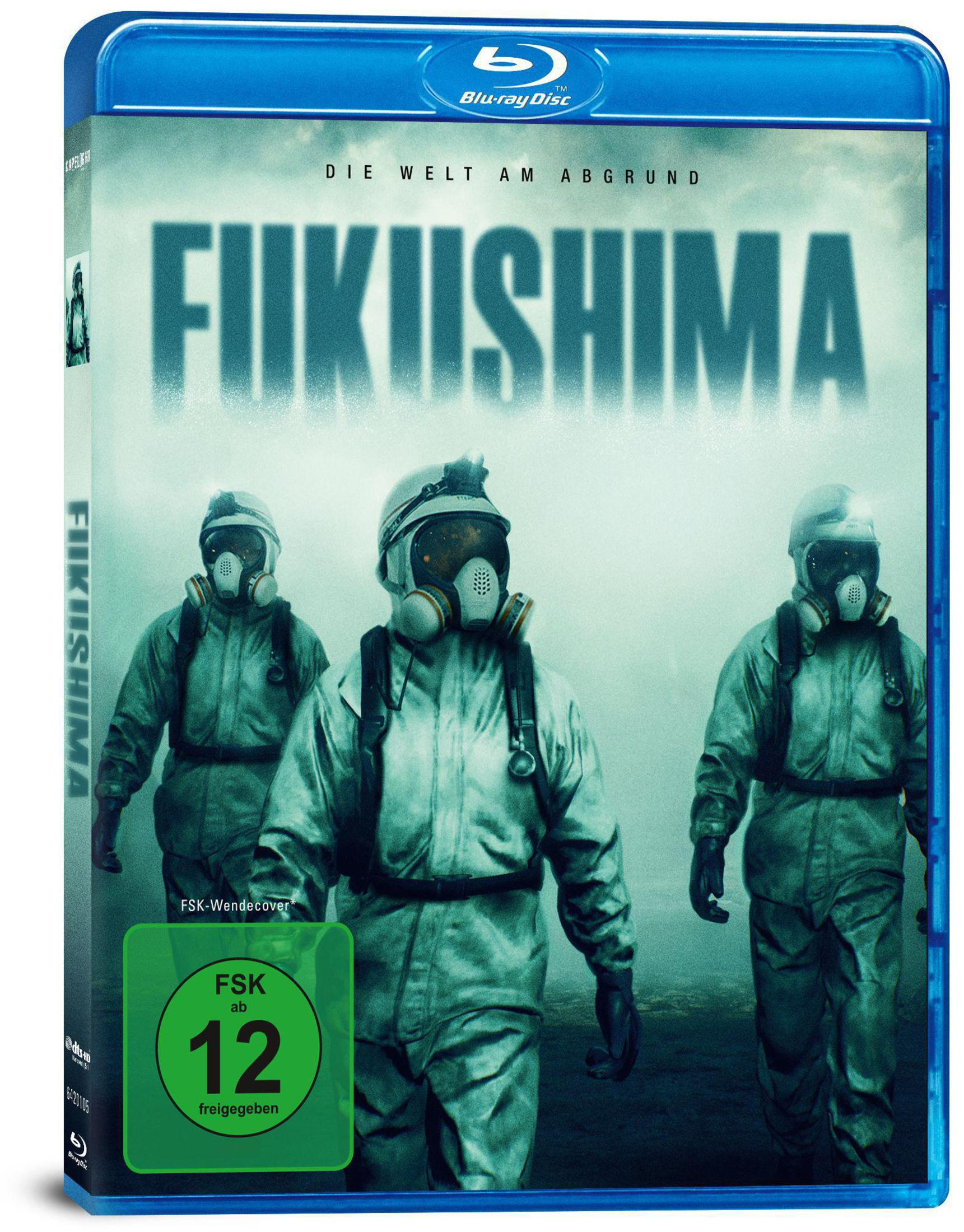 DVD-Cover für den Film 'Fukushima' mit Personen in Schutzanzügen. Der Titel ist auf Deutsch.