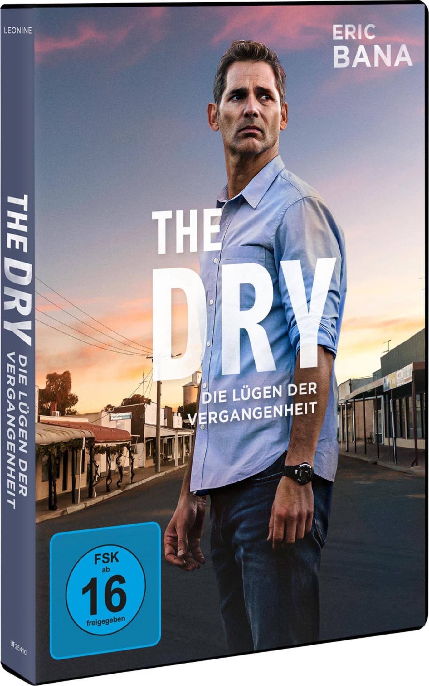 DVD-Cover von The Dry mit Eric Bana vor einer Straße bei Sonnenuntergang und deutschem FSK-16-Logo.