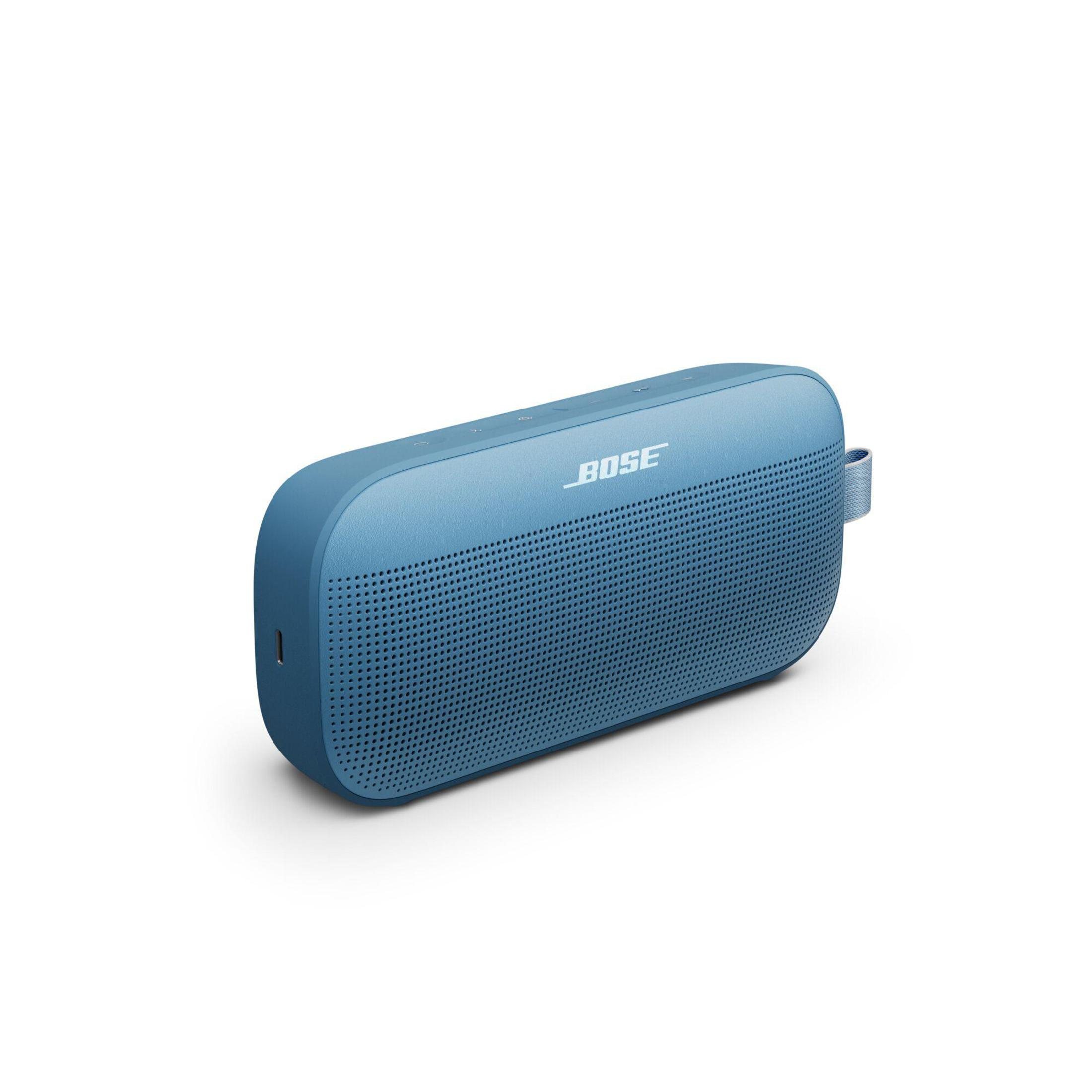 Altavoz Bluetooth Bose azul con bordes redondeados, sobre fondo blanco.