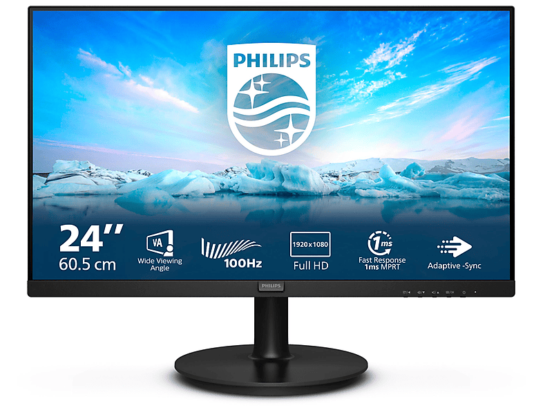 PHILIPS 241V8LAB/00 23,8 Zoll Full-HD Monitor (4 ms Reaktionszeit , 100 Hz , 60 Hz nativ)