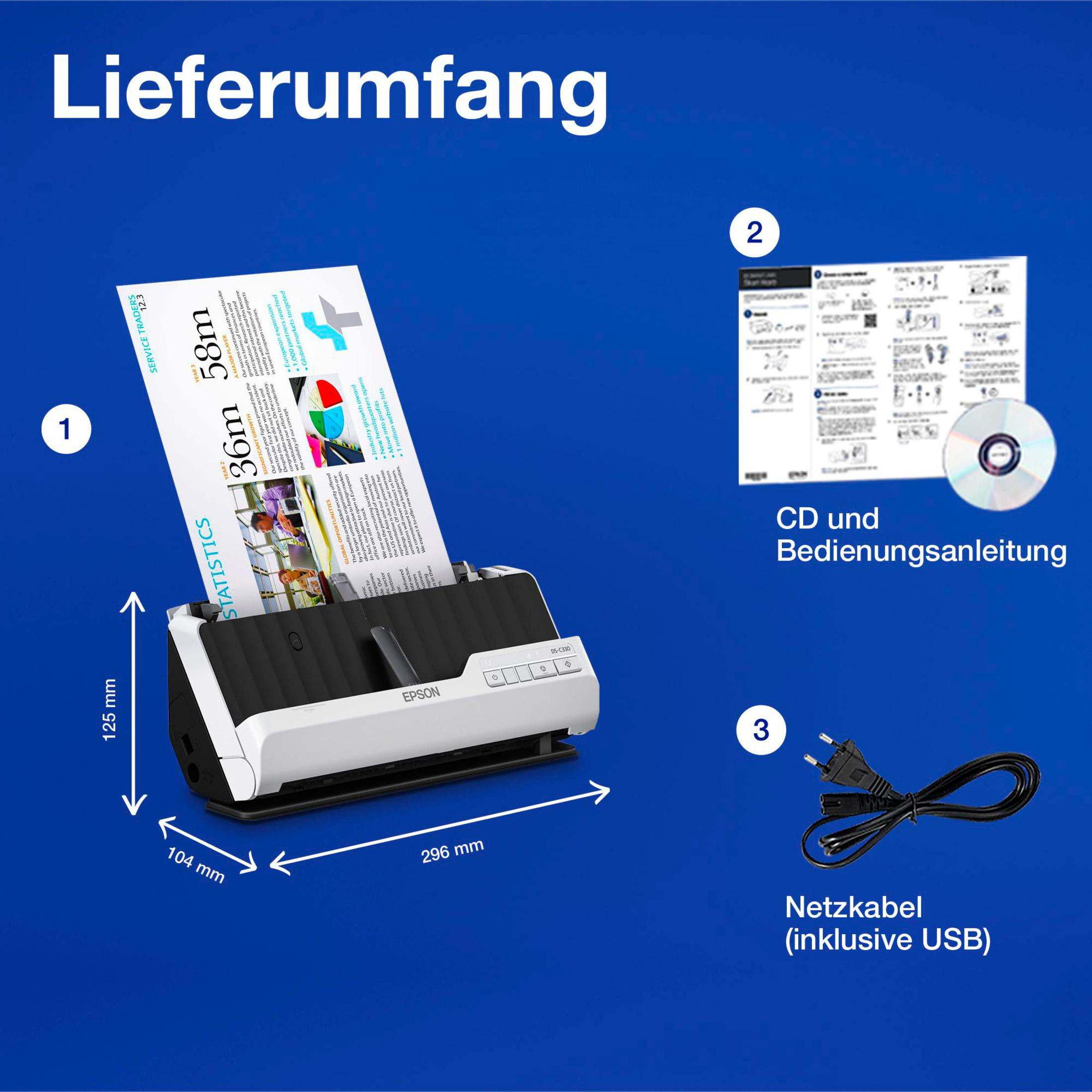 Drukarka i akcesoria. Wymiary są wyświetlane na obrazie.