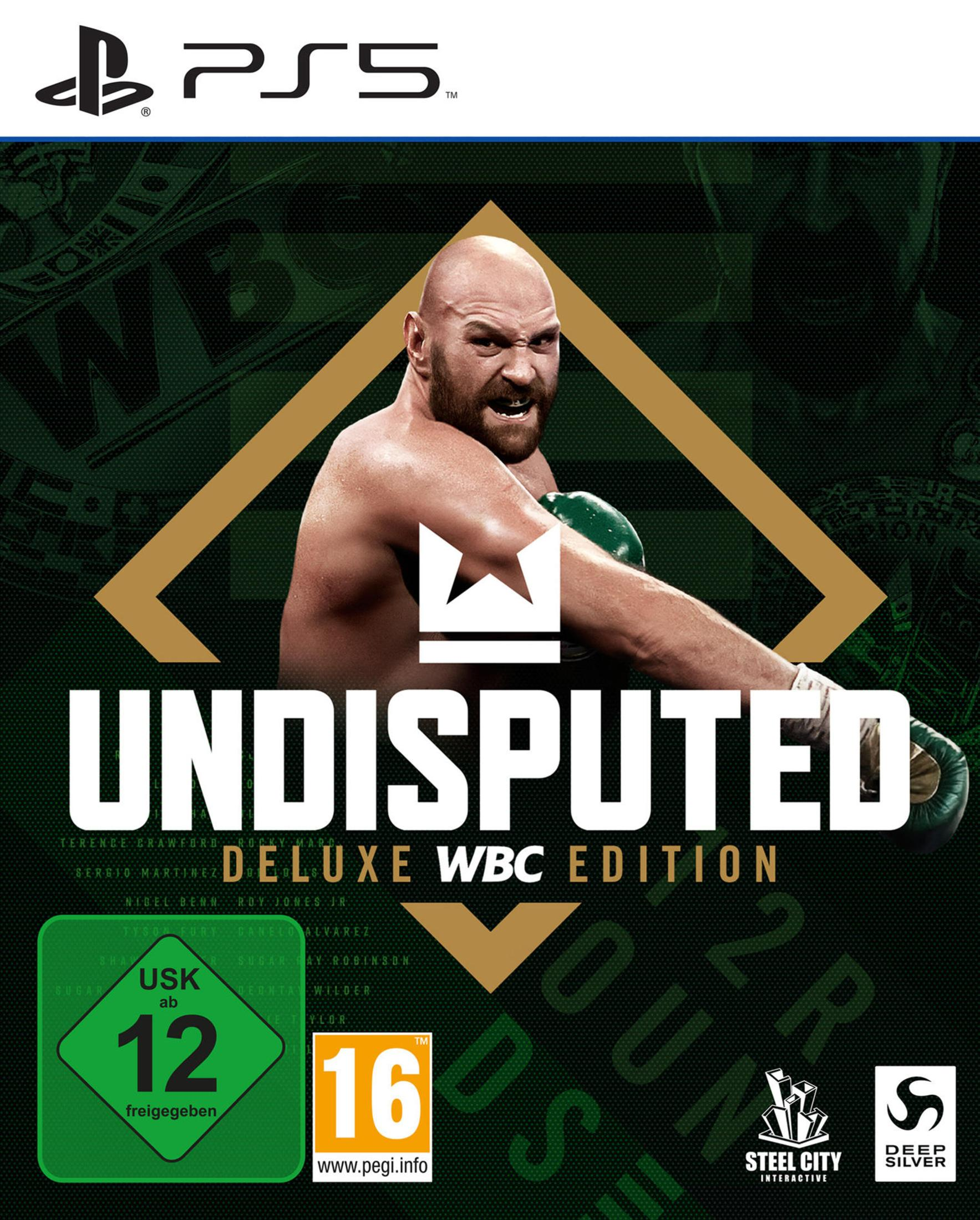 Spiel-Cover von Undisputed Deluxe WBC Edition. Ein Boxer ist im Zentrum abgebildet.