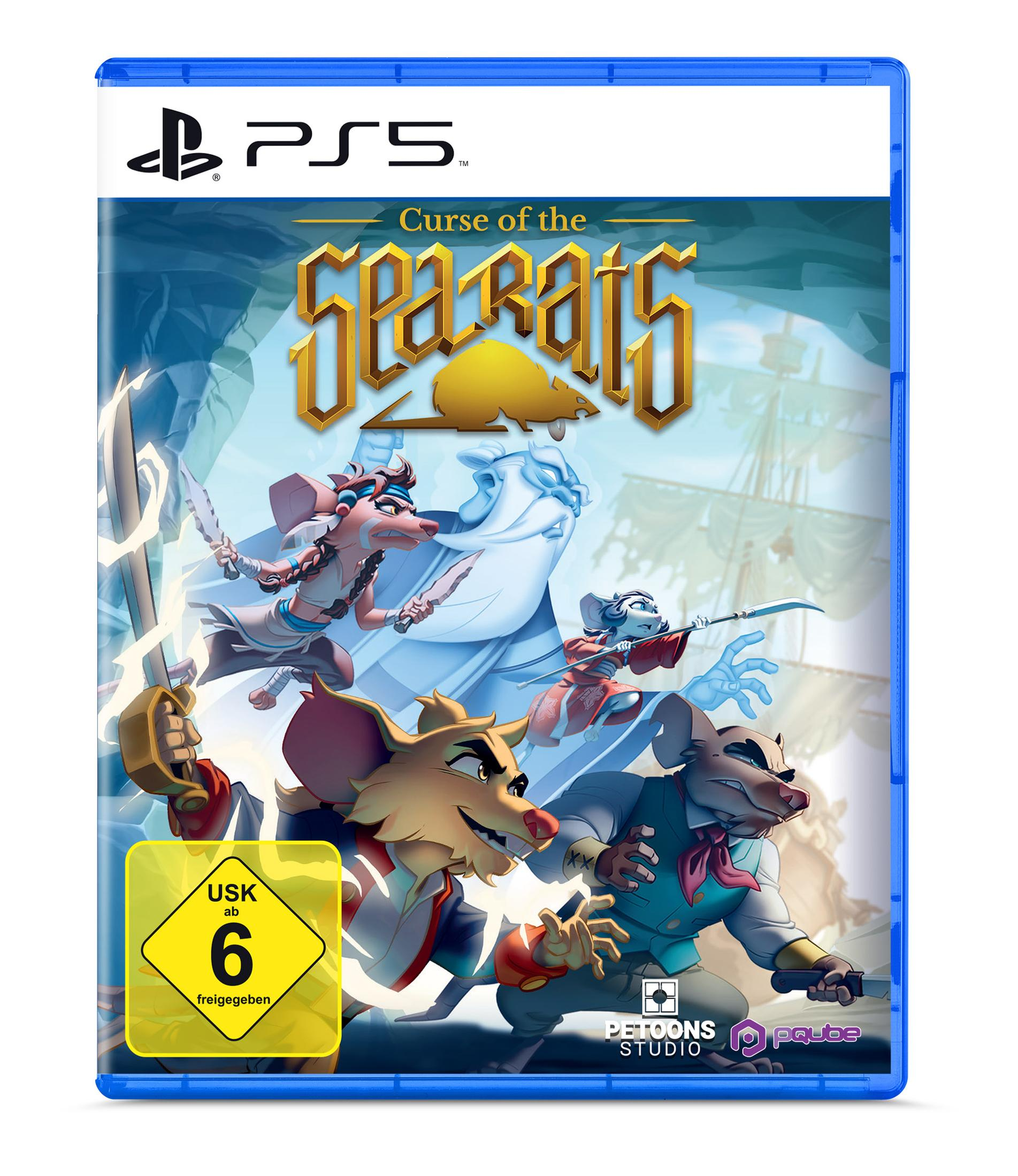 PS5-Spielbox für 'Curse of the Sea Rats' mit Cartoon-Rattenfiguren auf dem Cover.