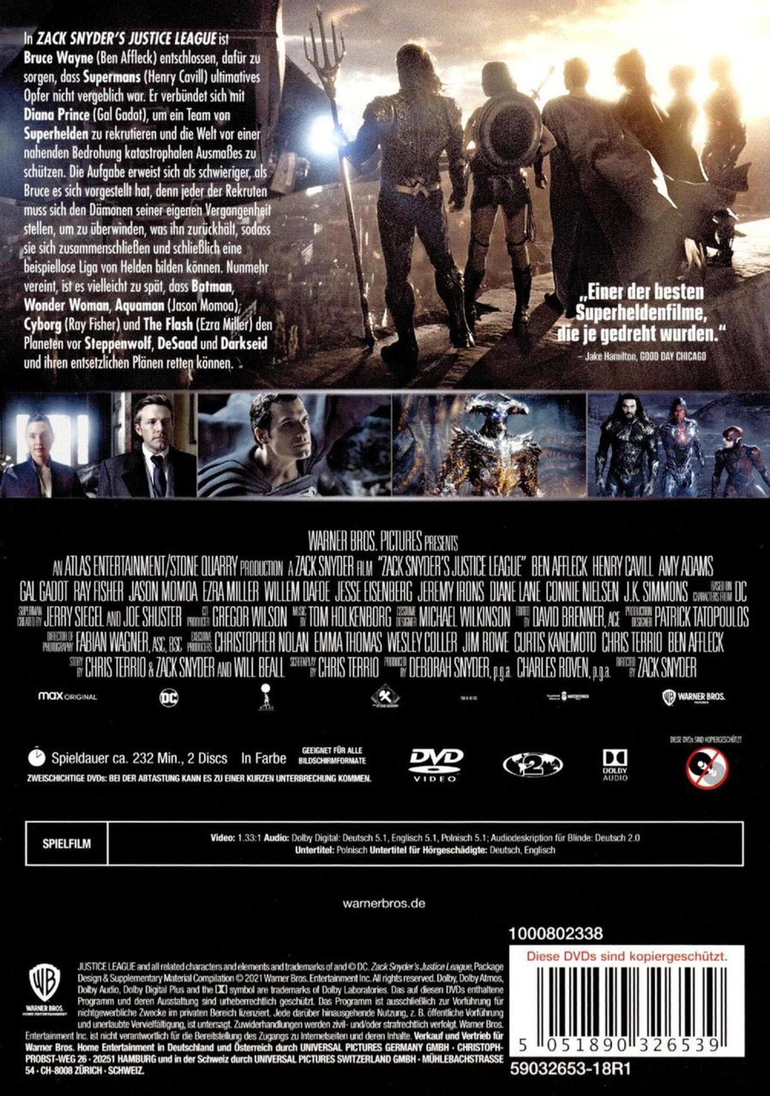 ZACK SNYDER S JUSTICE LEAGUE DVD