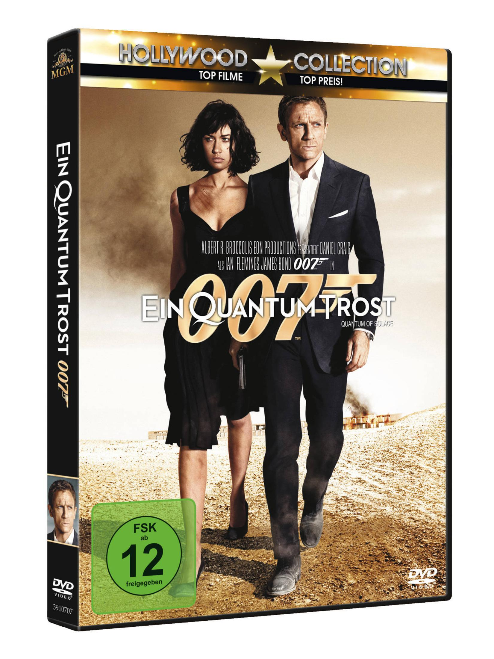 Ein Quantum Trost DVD Cover mit Daniel Craig und Olga Kurylenko, FSK 12.