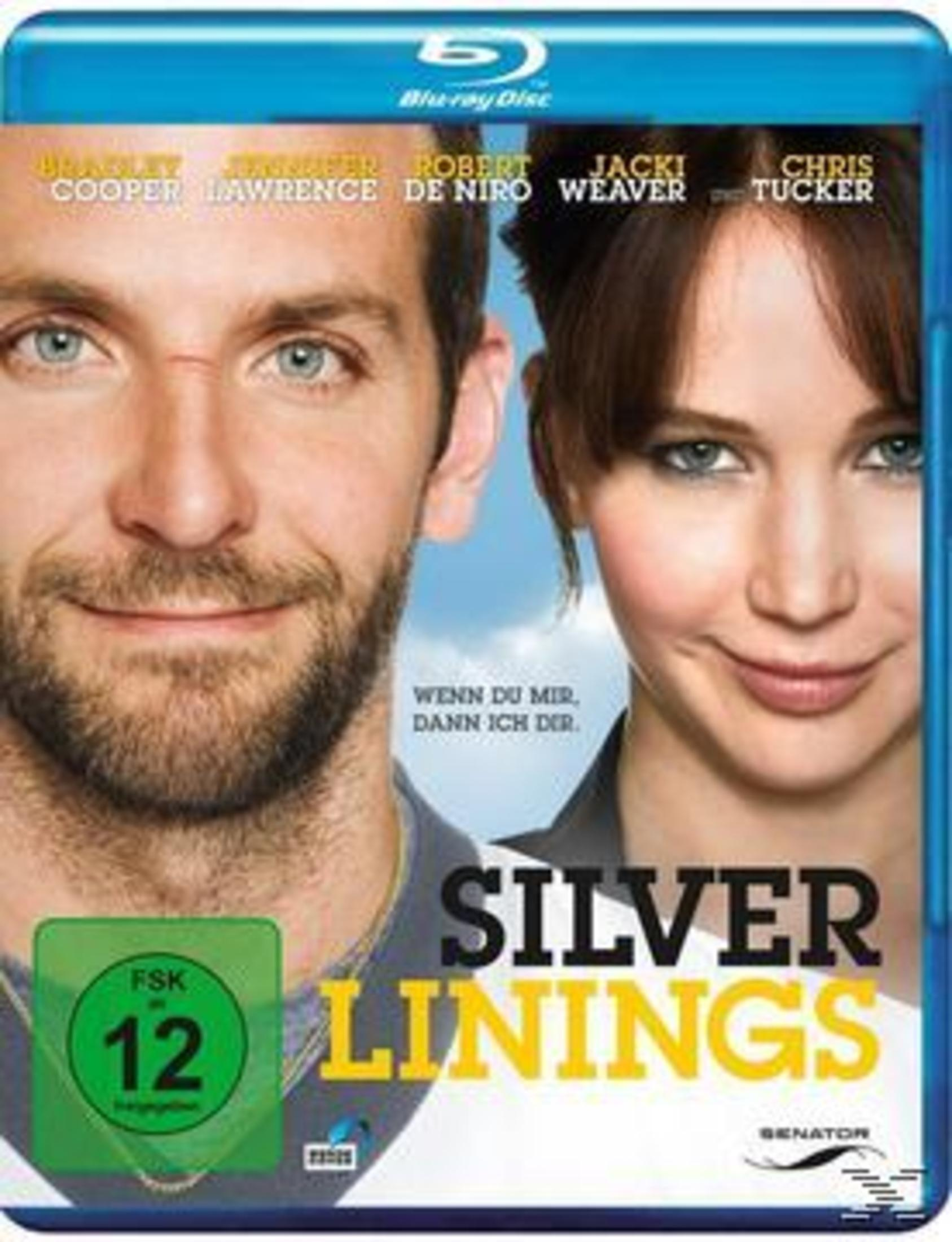 Filmposter für Silver Linings. Bradley Cooper und Jennifer Lawrence stehen sich gegenüber, blauer Himmel im Hintergrund.