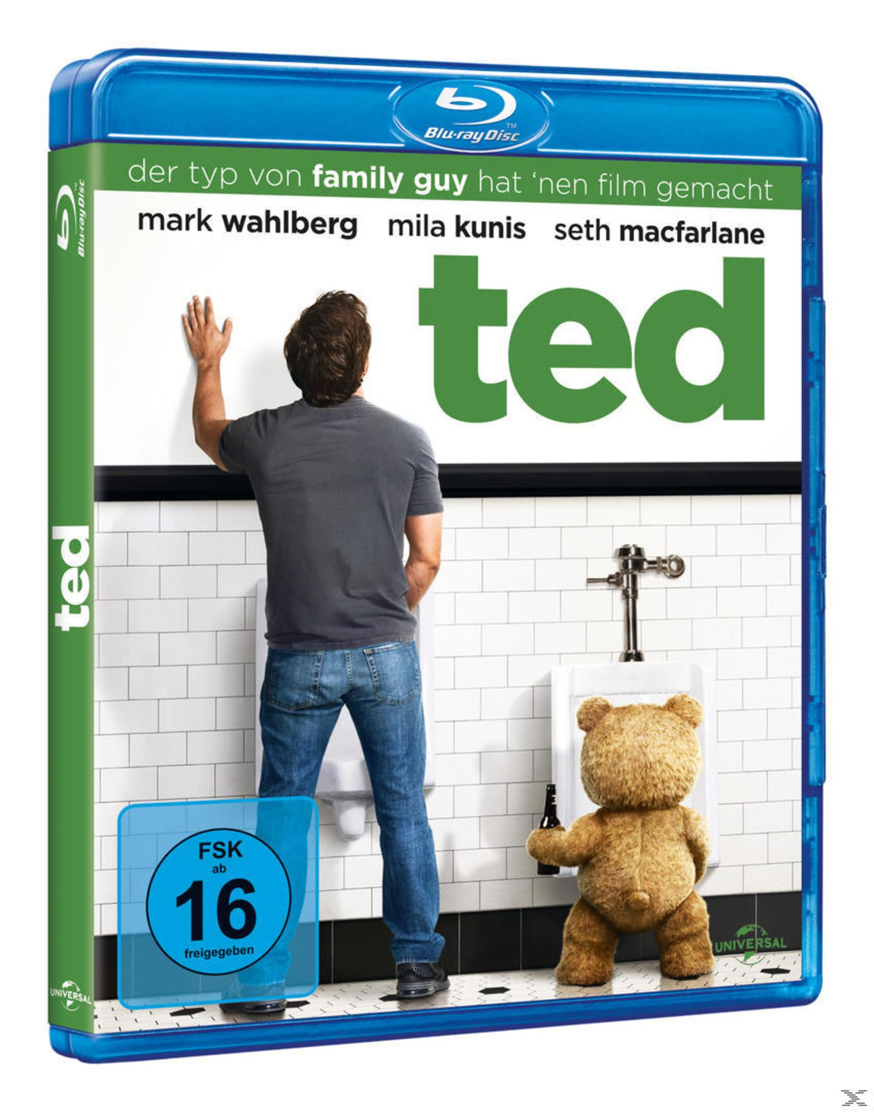 Blu-ray-Cover des Films "Ted" mit Mark Wahlberg und einem Teddybär.