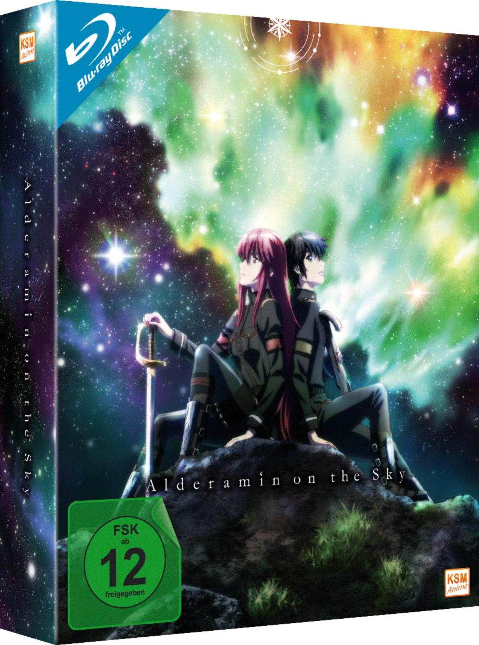Anime Blu-ray Box-Art. Zwei Charaktere vor Sternenhimmel. Die Box trägt den Titel 'Alderamin on the Sky'.