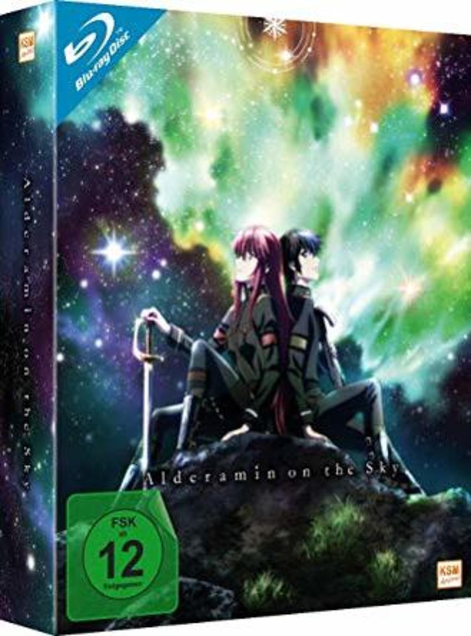 Blu-ray-Cover mit zwei Anime-Charakteren. Hintergrund zeigt Sternenhimmel. Titel: Alderamin.