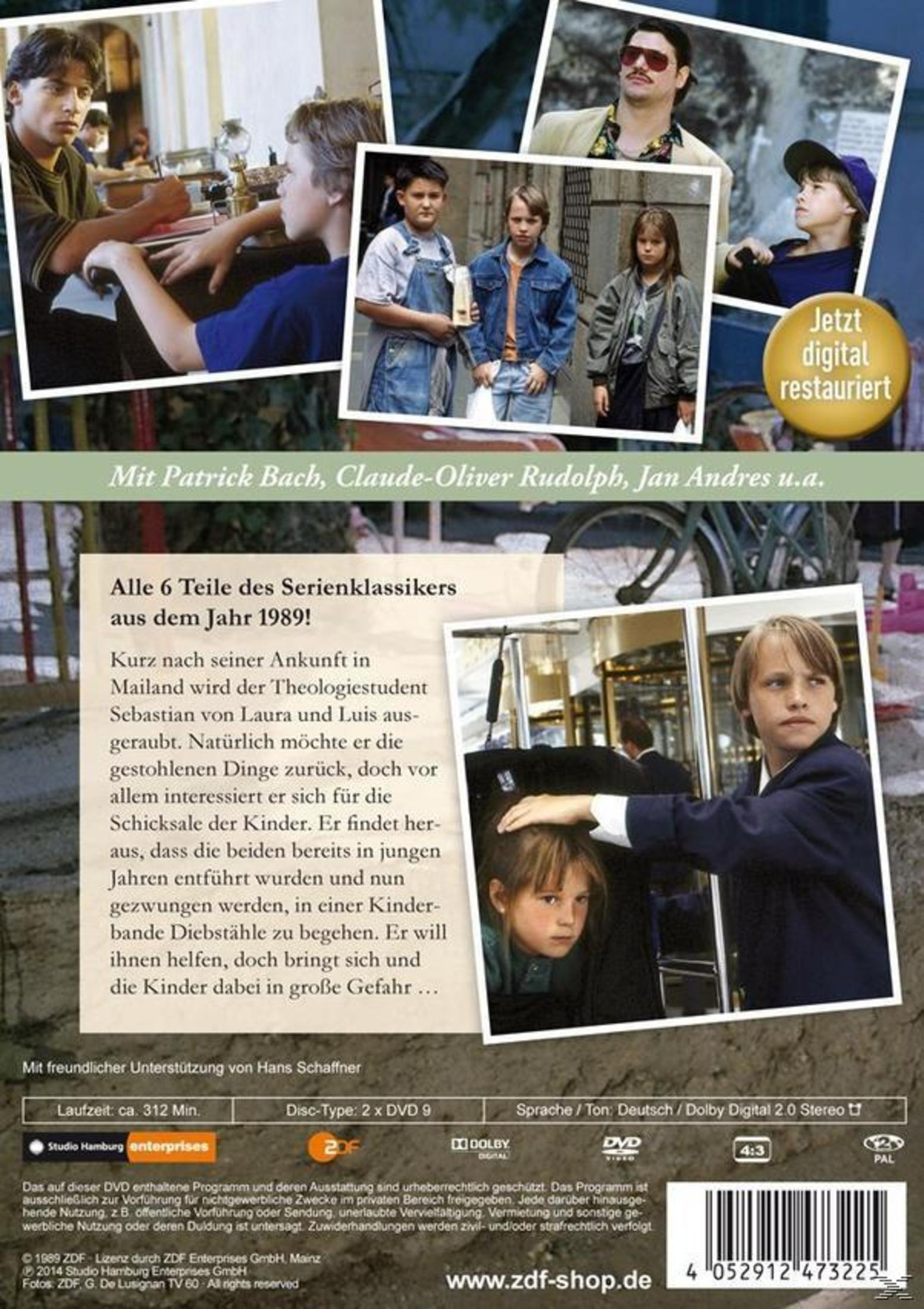 DVD-Cover mit Szenenbildern, Text und einem Jungen, der einem Mädchen auf den Kopf fasst.