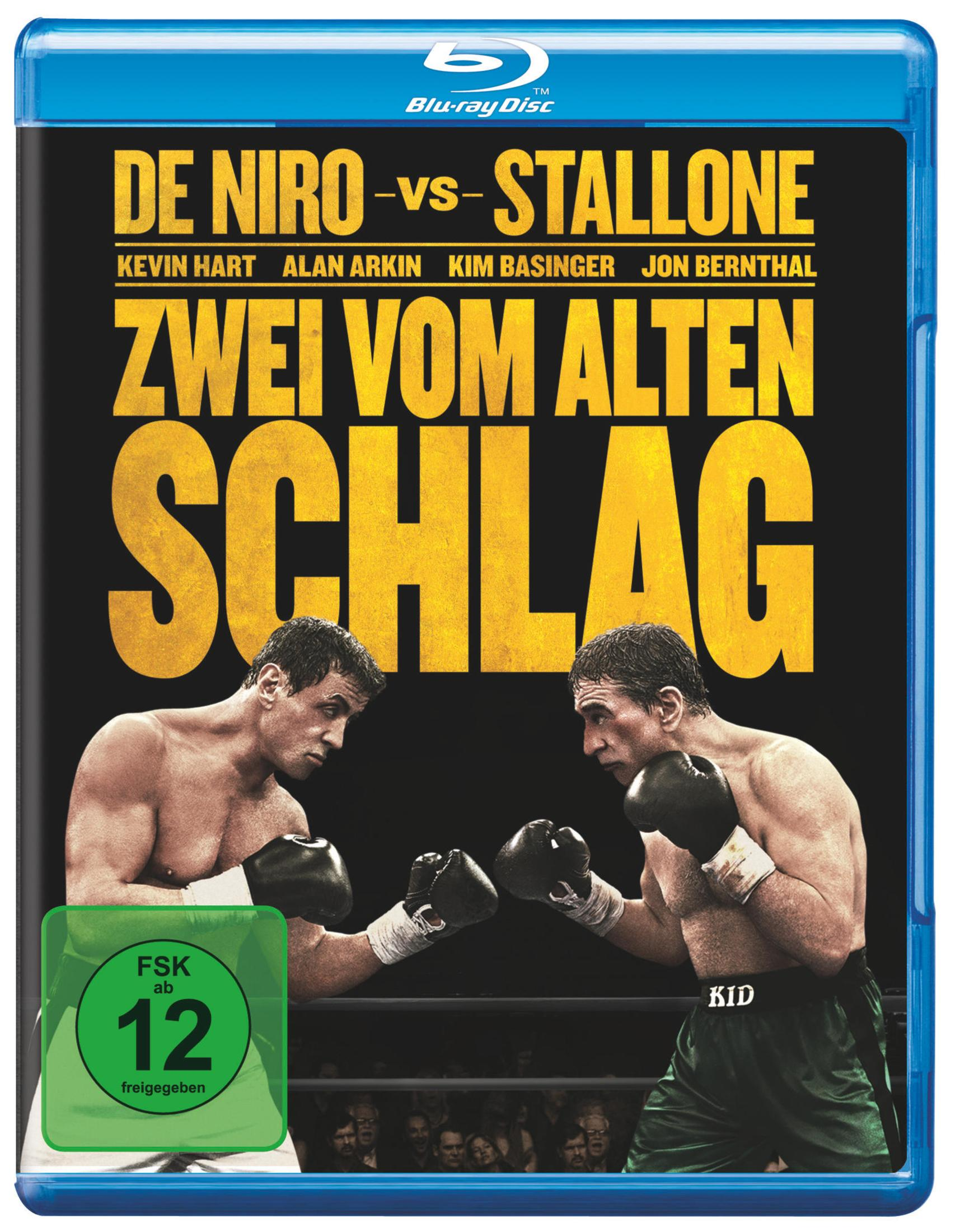 Blu-ray-Cover von 'Zwei vom alten Schlag' mit De Niro und Stallone beim Boxen. Schwarzer Hintergrund.