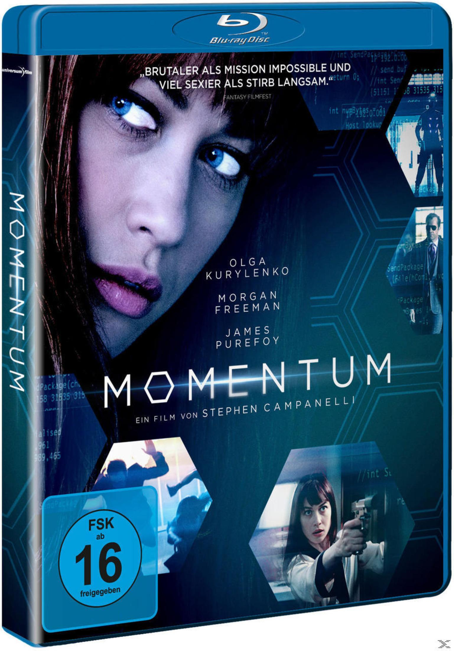 Filmcover: Das Gesicht einer Frau. Titel: Momentum. Andere Schauspieler: Olga Kurylenko, Morgan Freeman, James Purefoy.