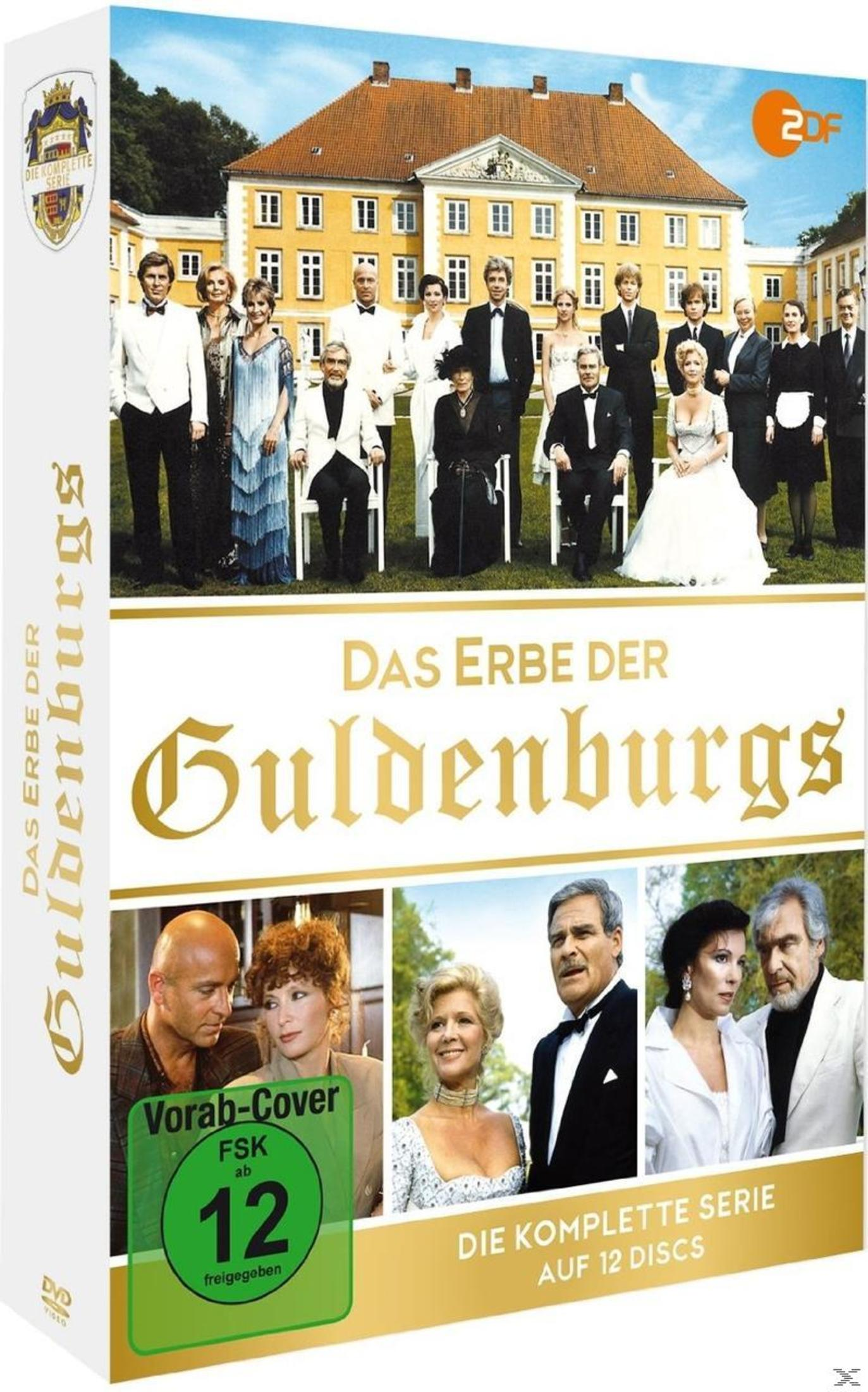 DVD-Cover von "Das Erbe der Guldenburgs" mit großem Schloss im Hintergrund und Porträts der Schauspieler.
