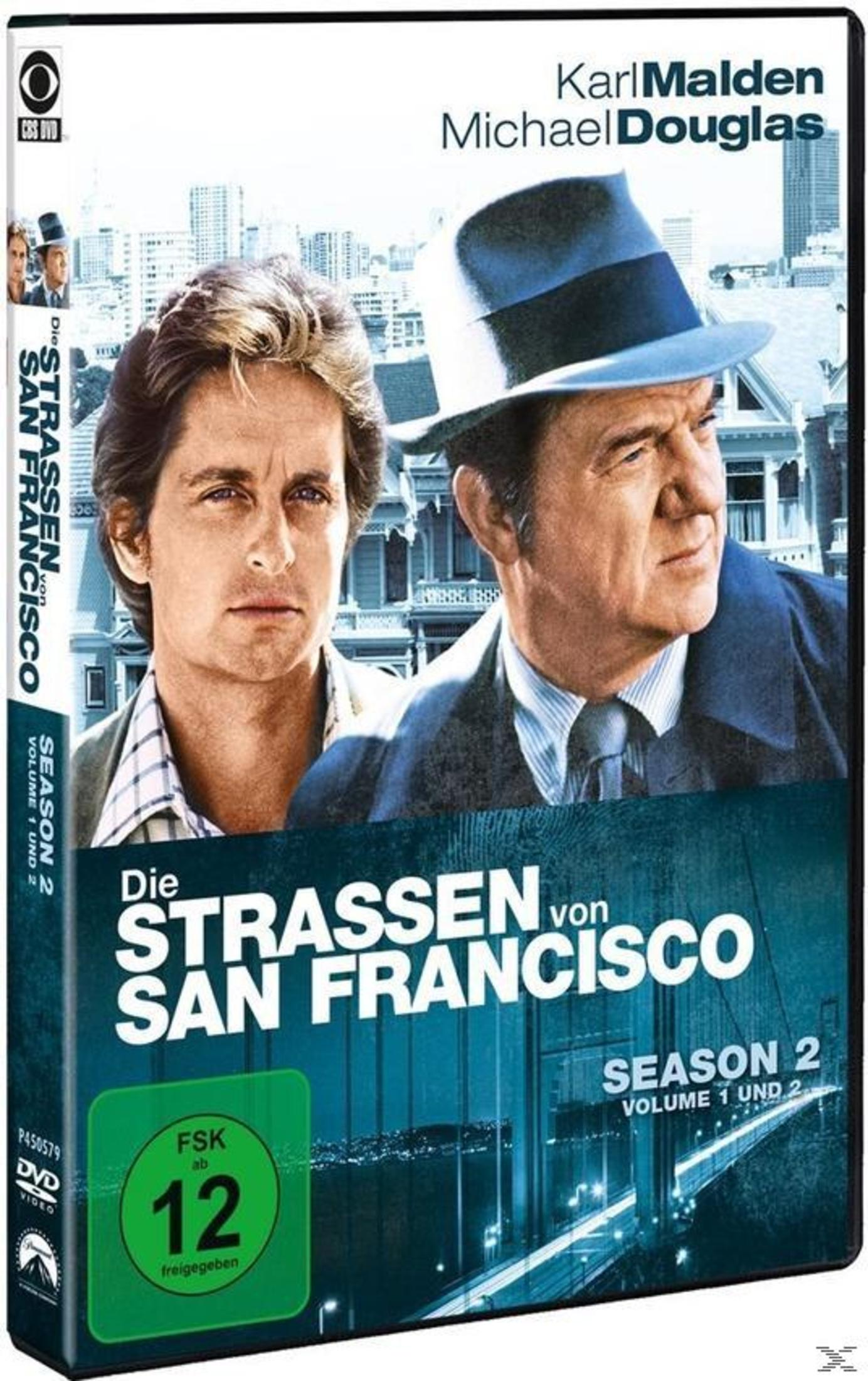 DVD-Cover von Die Straßen von San Francisco, Staffel 2, mit Michael Douglas und Karl Malden.