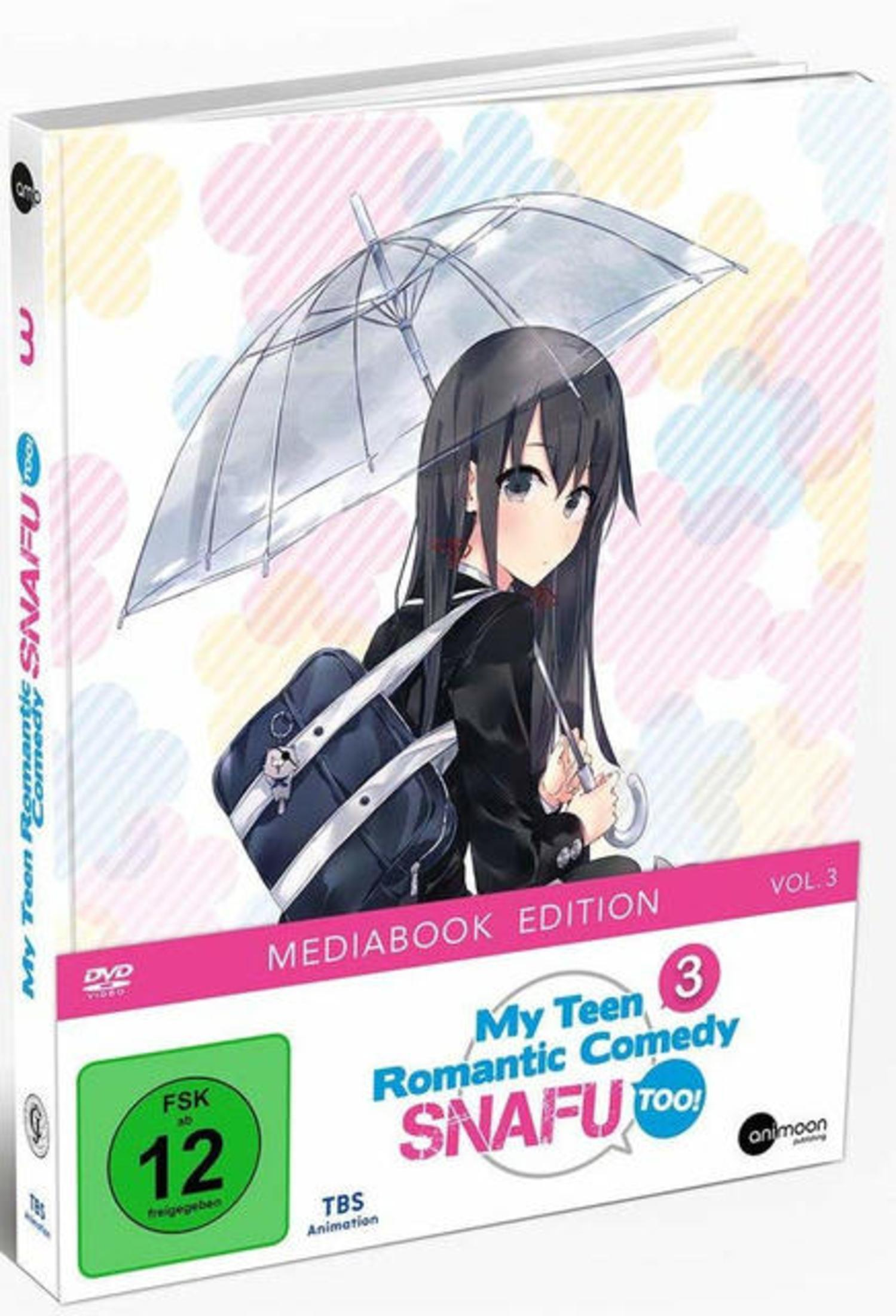 Ein Buchcover eines Mangas, ein Mädchen mit einem Regenschirm darauf. Das Buch ist ein DVD-Medienbuch.