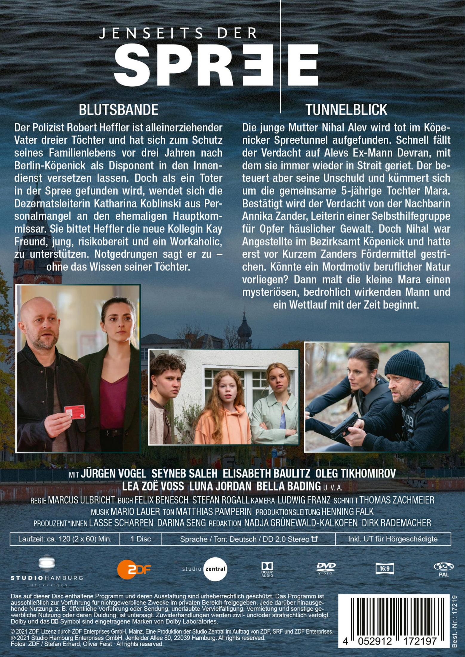 DVD-Cover der Serie Jenseits der Spree mit Texten und Filmszenen.