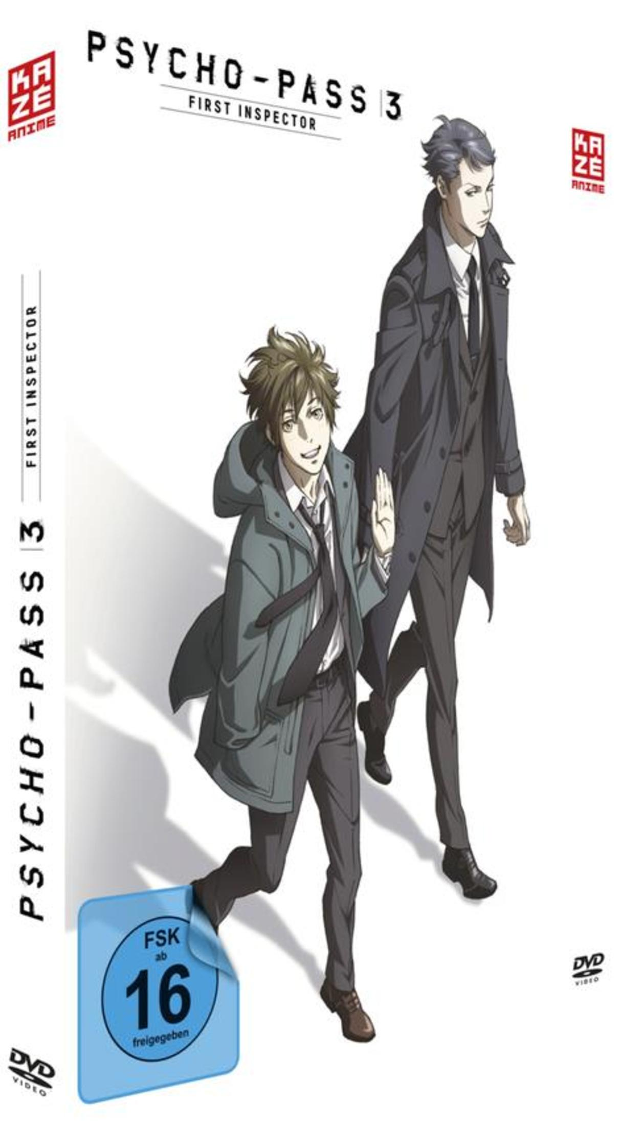 Anime-Cover mit zwei männlichen Charakteren, einem Jüngeren vorne und einem Älteren im Mantel dahinter.