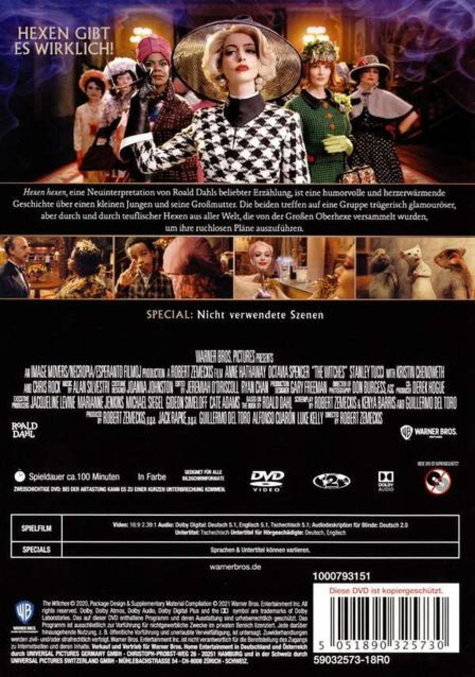 DVD-Hülle des Films Hexen Hexen mit Anne Hathaway in der Hauptrolle und verschiedenen Szenenbildern.