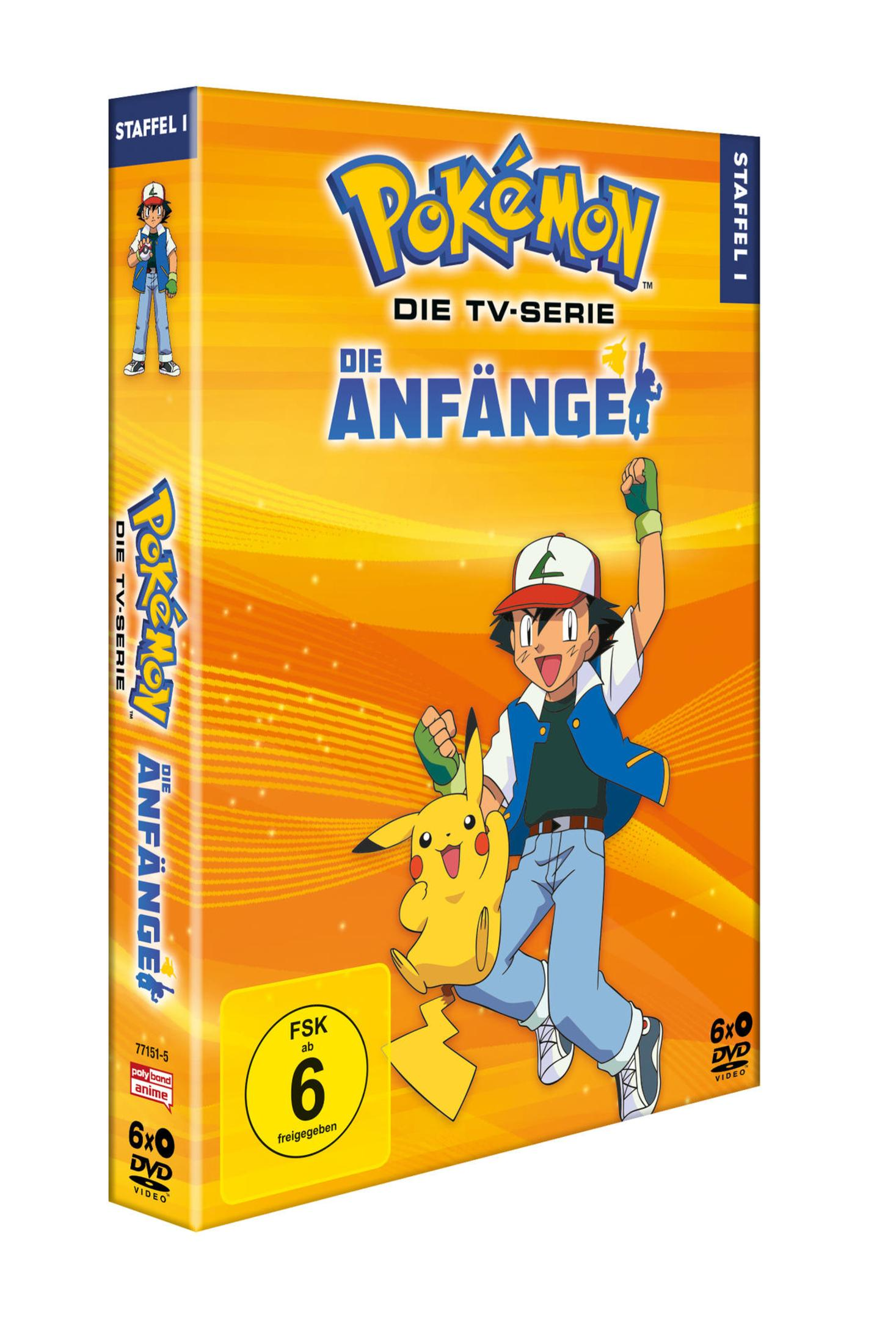 DVD-Cover von Pokémon: Die TV-Serie – Die Anfänge. Ash und Pikachu sind abgebildet.