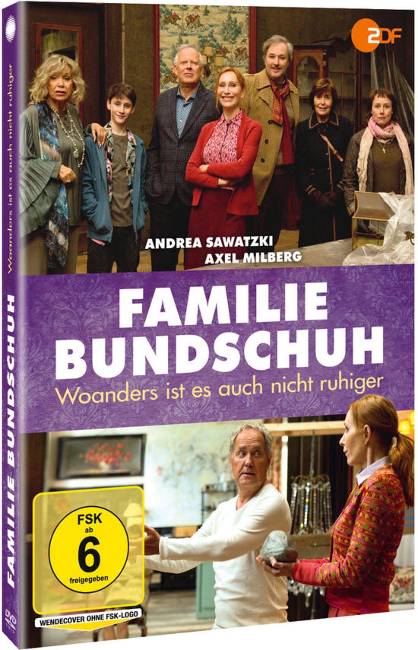 DVD-Cover von Familie Bundschuh - Woanders ist es auch nicht ruhiger mit Schauspielern und FSK 6 Logo.