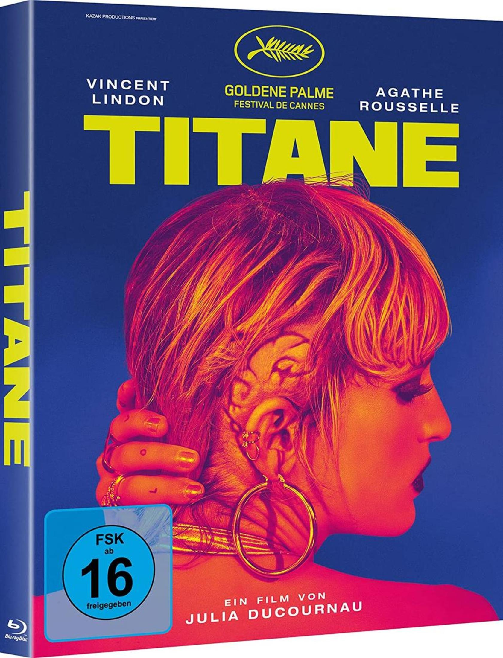 Blaues Filmplakat mit der rothaarigen Frau im Profil, gelbem Filmtitel und FSK-16-Logo.